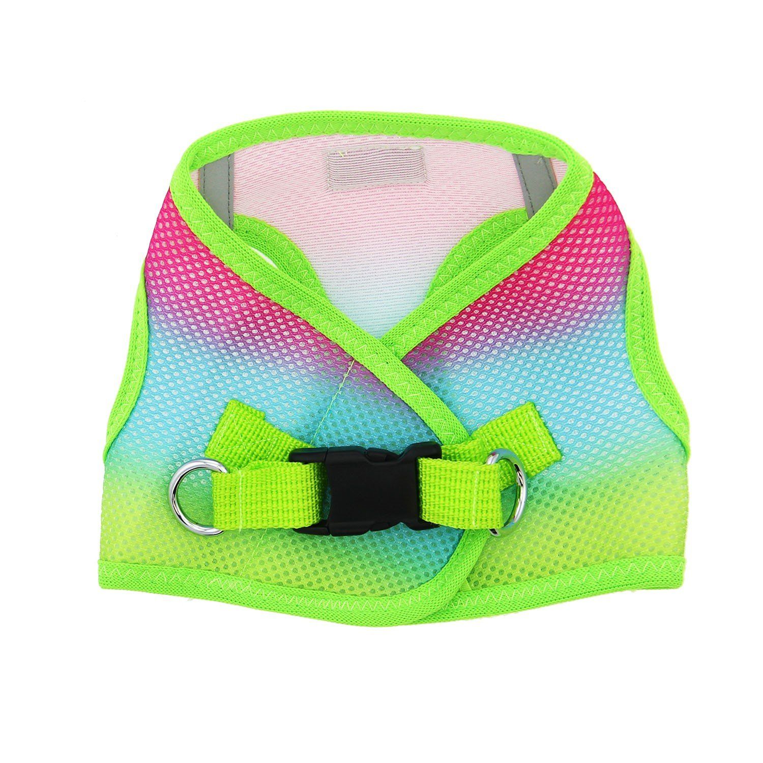 DOGGIE DESIGN American River Ombre - Rainbow Ultra Choke Free Dog Harness in Size Large (Chest 19"-21", for Pets Weighing 16-25Lbs.)