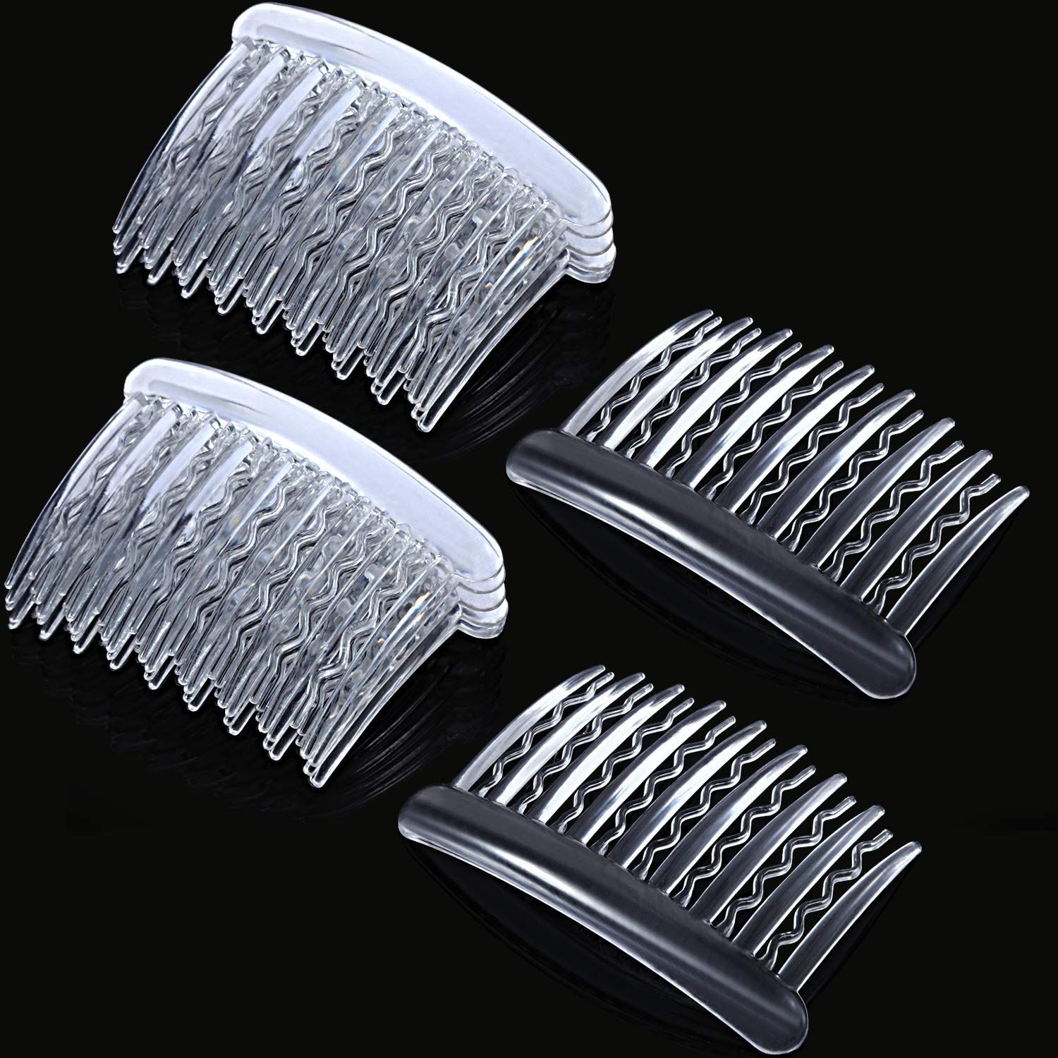 Gejoy 12 Pieces Plastic Teeth Hair Combs Tortoise Side Comb Hair Accessories for Fine Hair (Transparent)