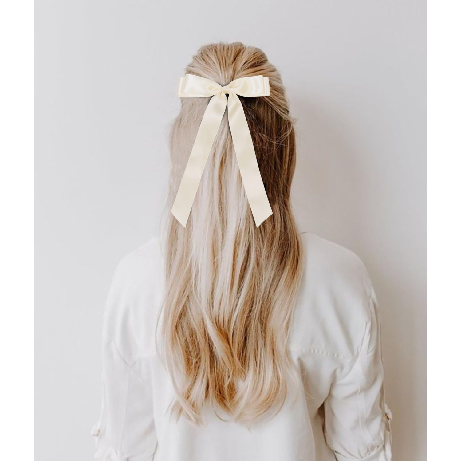 Hair Bows for Women Coquette Bow Girls Hair Bow Clips Satin Ribbon Bows for Hair Cute Hair Accessories for Women Short Hair, Silky Hair Ribbon Bow Clips 6PCS