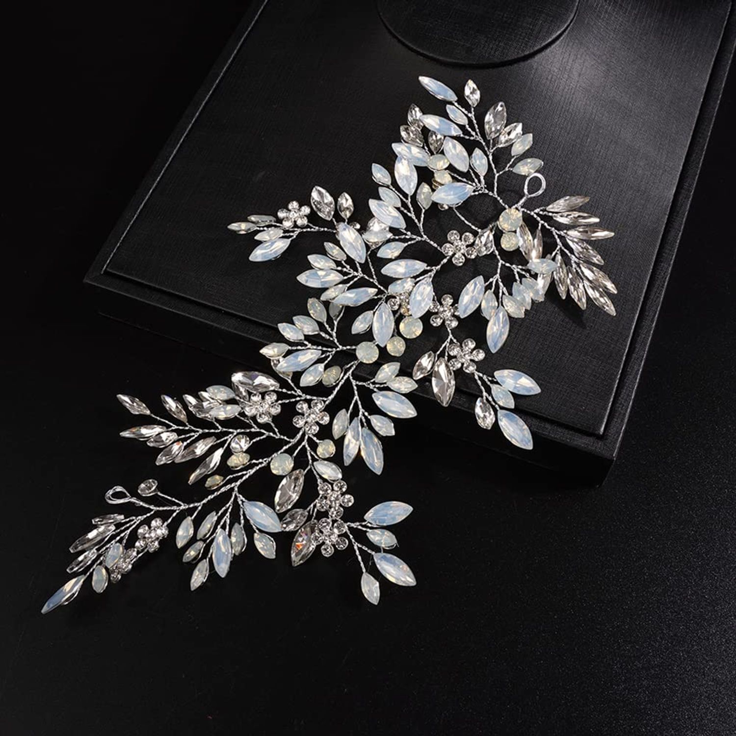 JWICOS Crystal Bridal Headpiece Wedding Headband for Brides Flower Bride Hair Vine Wedding Hair Accessories for Women and Girls