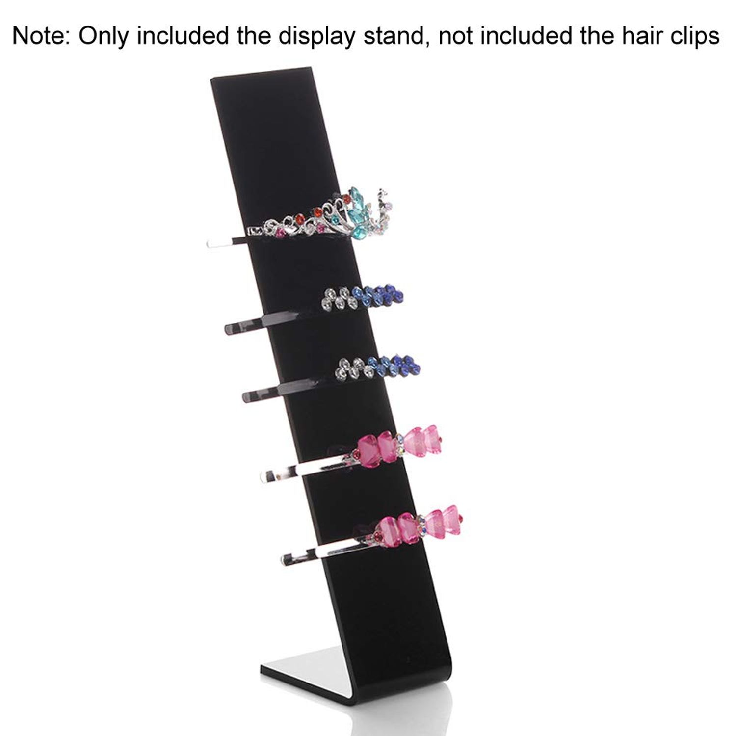 lasenersm 4 Pieces Acrylic Hair Clip Display Stand L-Shaped Hairpin Display Holder Barrette Display Stand Holder Hair Clip Organizer Stand Holder, Black