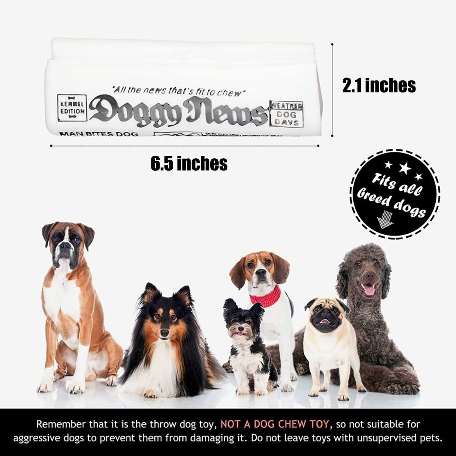 GabeFish 2 PCS Newspaper Dog Toy, 6.2 x 2.1-in (16 x 6.5 cm), Funny Chew Toys for Dogs, Teething Chew Toys for Dog