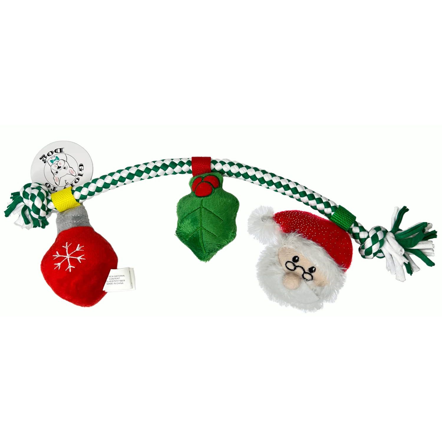 Glory To Dog Christmas Ornament Rope Dog Toy Fun Plush Dog Chew Toy, Squeaky Interactive Dog Toy for Puppy Small Medium Pets Dogs