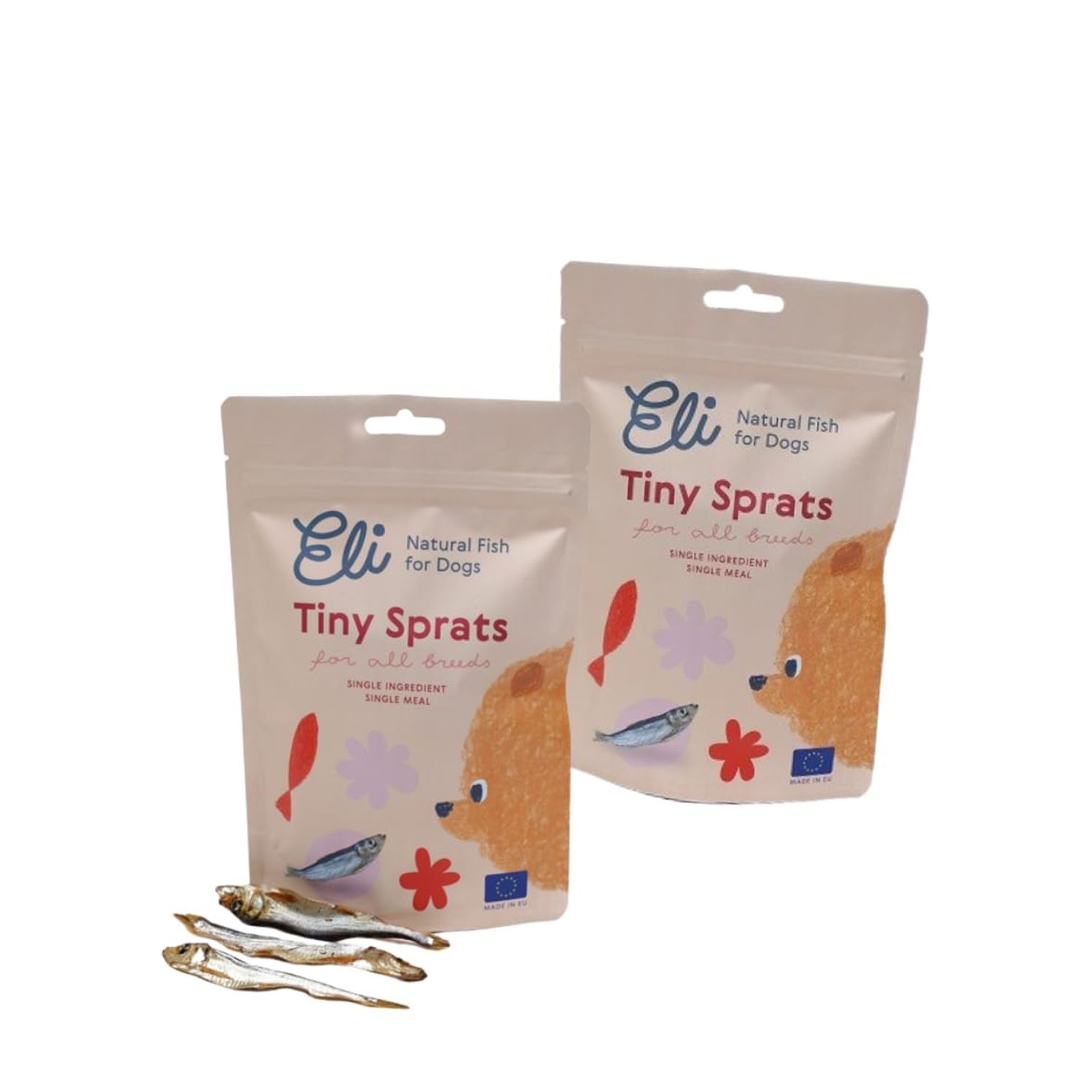 Eli 2 Pack of Baltic Sprats 3 oz - Pet Treats Fish Dog Treats - Single Ingredient Dog Treat - with Omega 3 & 6 Fatty Acids to Support Skin & Coat - 100% Whole Fish - Wild Caught Baltic Sprat