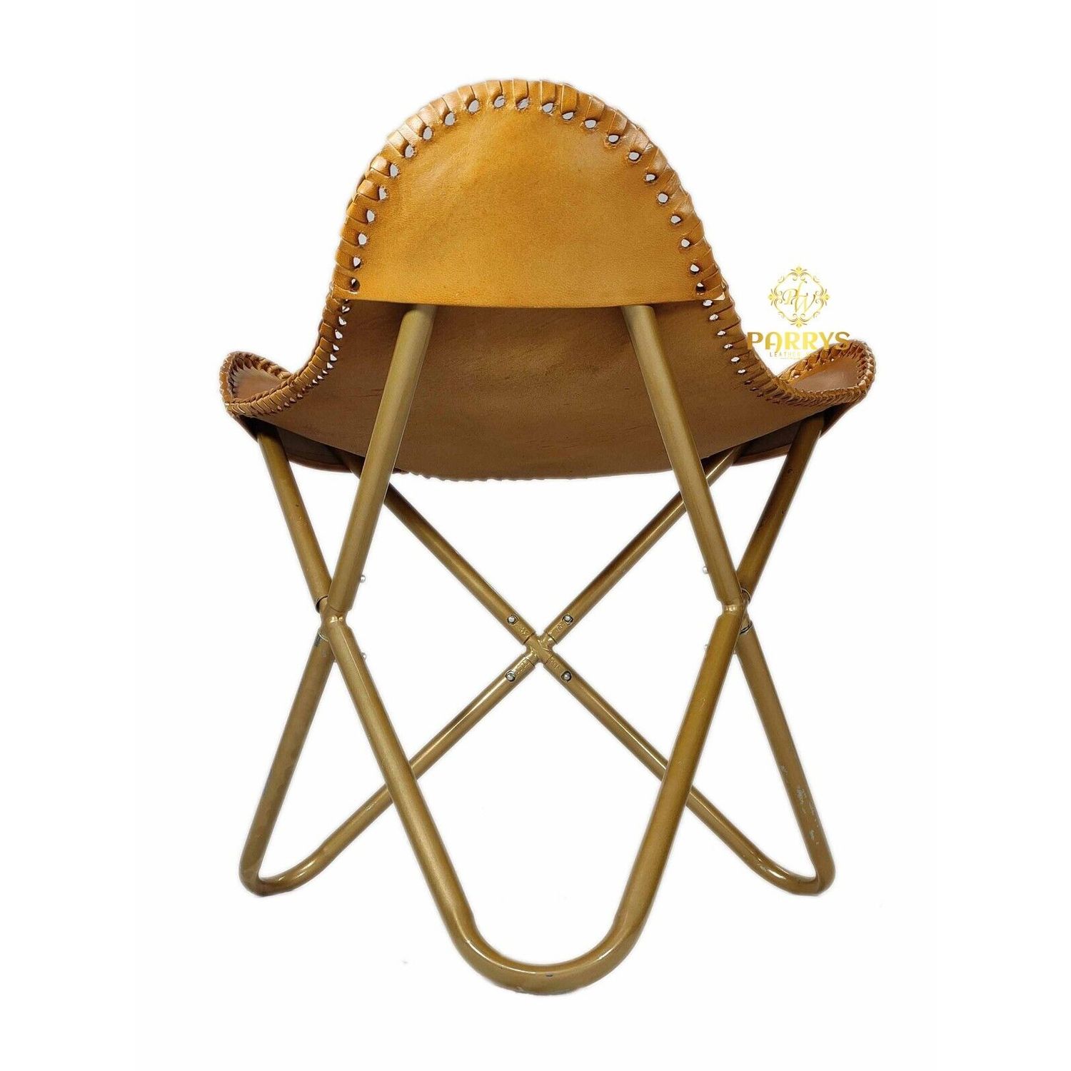 Relaxing Footrest Stool with Genuine Leather Ottoman Stool-Leather Butterfly