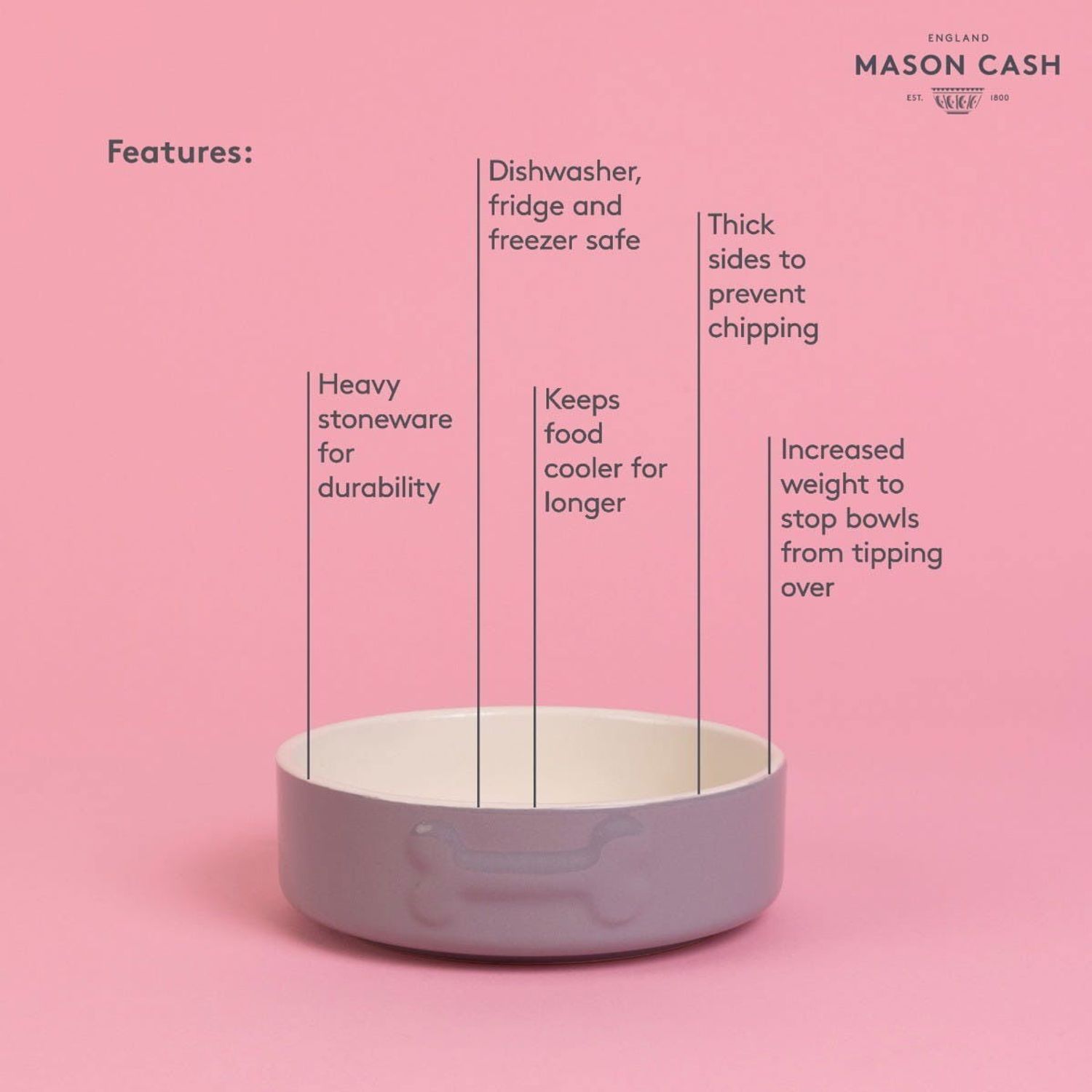 Mason Cash Color Mix Dog Bowl 5.9" | Grey