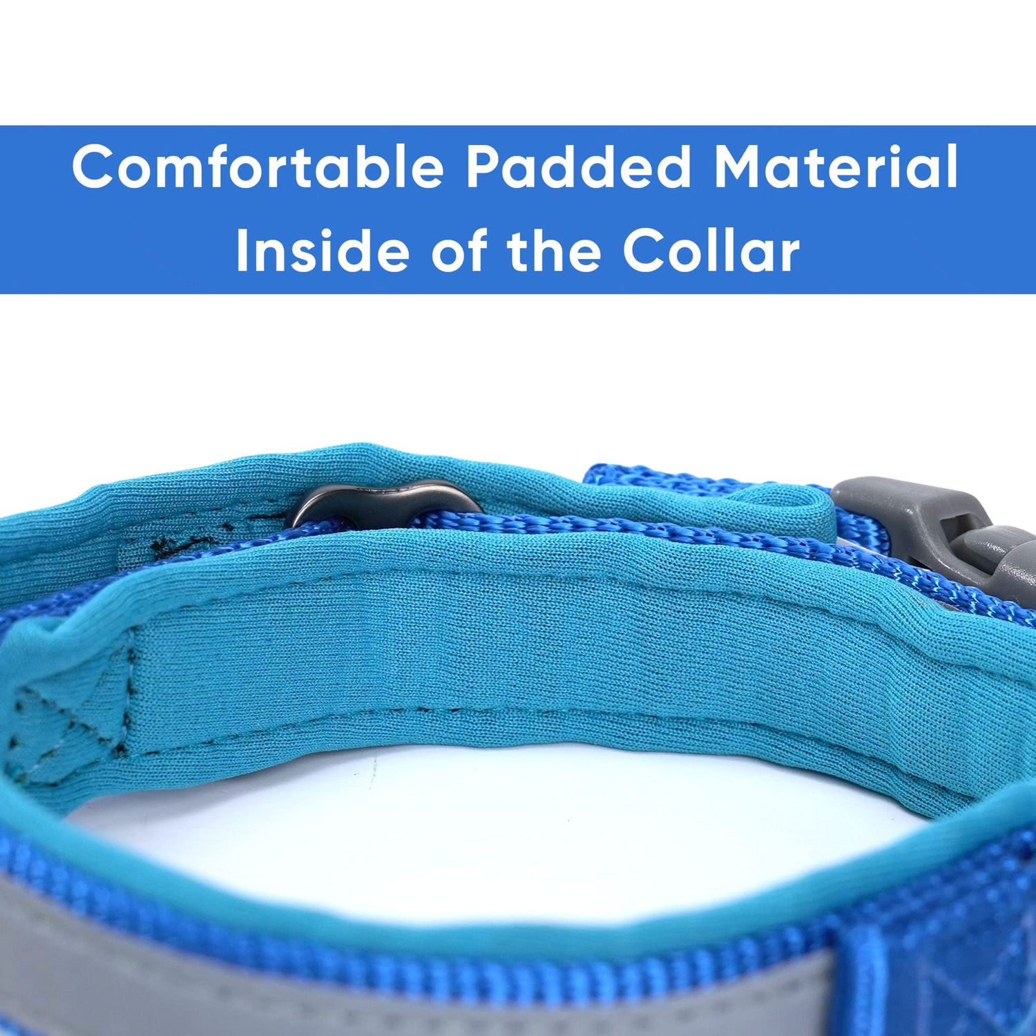Pawtitas Lumberjack Padded Martingale Collar for Dogs | Soft Neoprene Dog Collar for Your pet's Comfort Made with Reflective Band for Maximum Visibility | Fits Small and Large Pets - Large Blue
