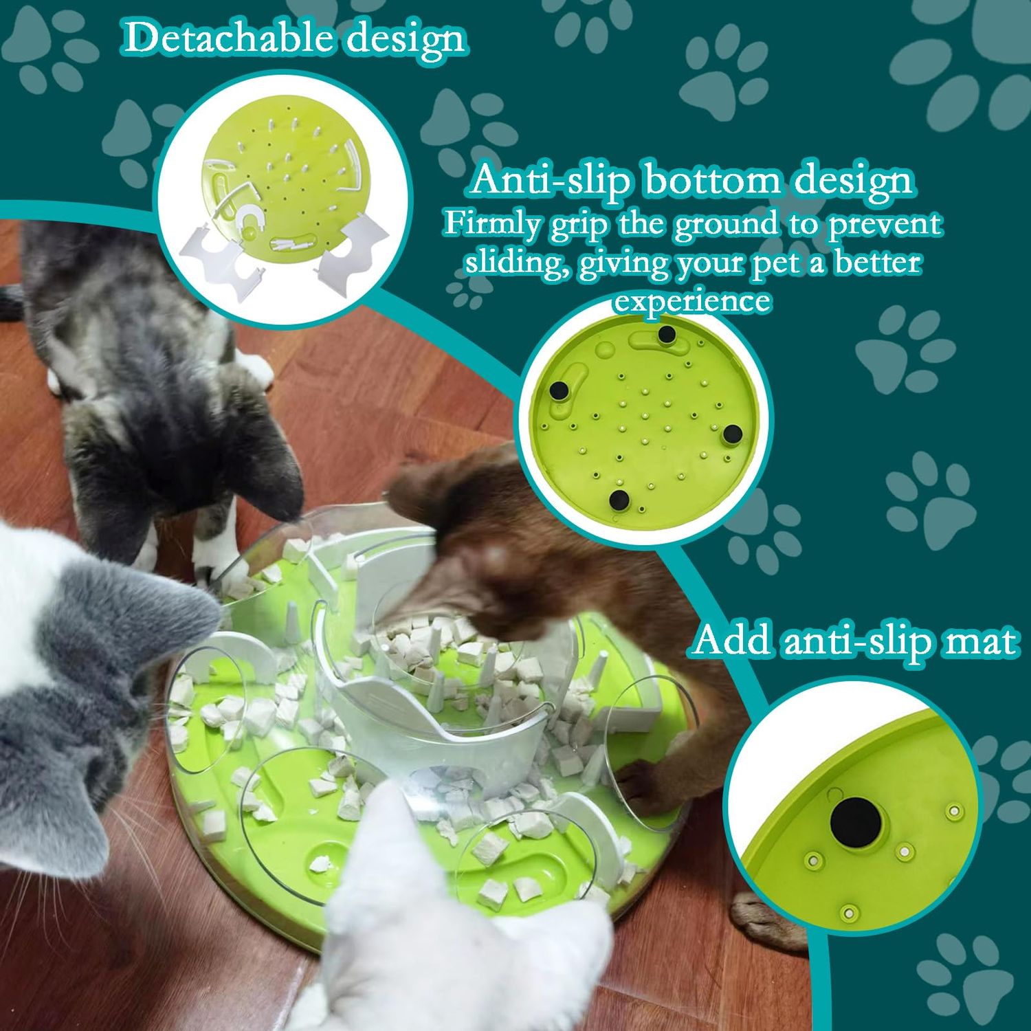 GDSanlian-Interactive Cat Toy Puzzle Box - Cat Puzzle Feeder - Cat Slow Feeding Treatment Dispenser - Cat Puzzle Box - Puzzle Maze Toy - Indoor Rich Cat Toys (Green)