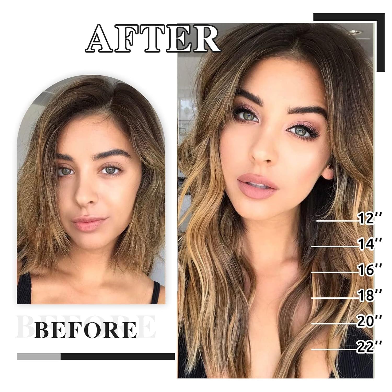 ORIGEN Clip in Hair Extensions Real Remy Human Hair Chocolate Brown to Caramel Blonde Highlights Straight Hair for Women 7pcs 120g 18 Inches