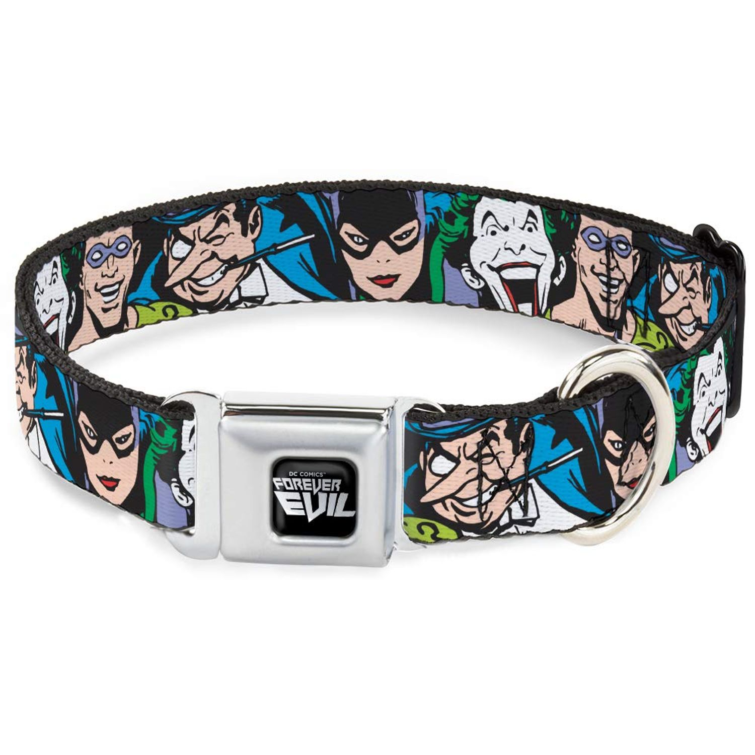 Buckle-Down Seatbelt Buckle Dog Collar - Justice League Villains CLOSE-UP - 1.5" Wide - Fits 16-23" Neck - Medium