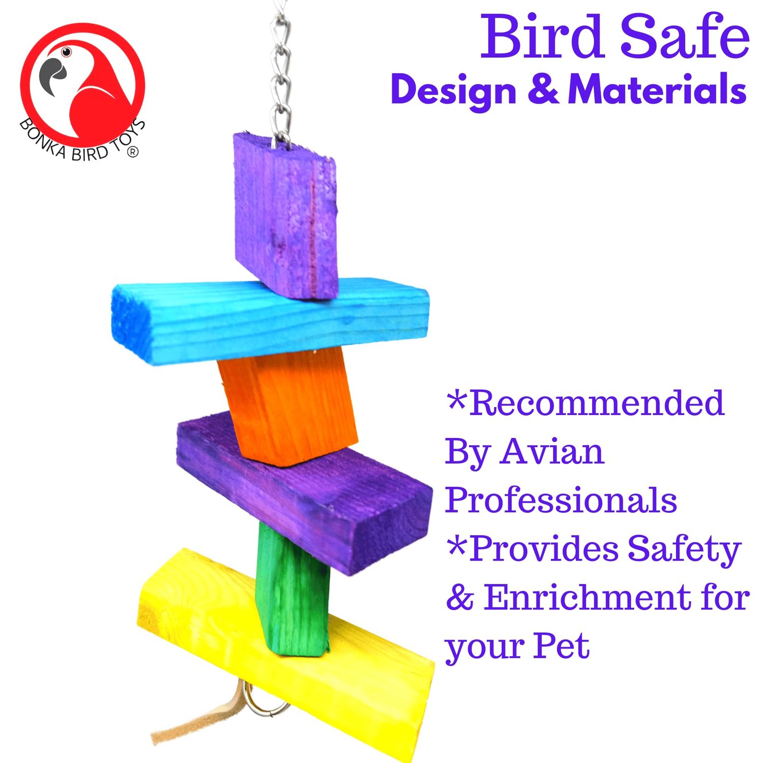 Bonka Bird Toys 1073 Wood Stepper Parrot Chew Cage Toy, Conure, Quaker, Ringneck, and Similar Breeds