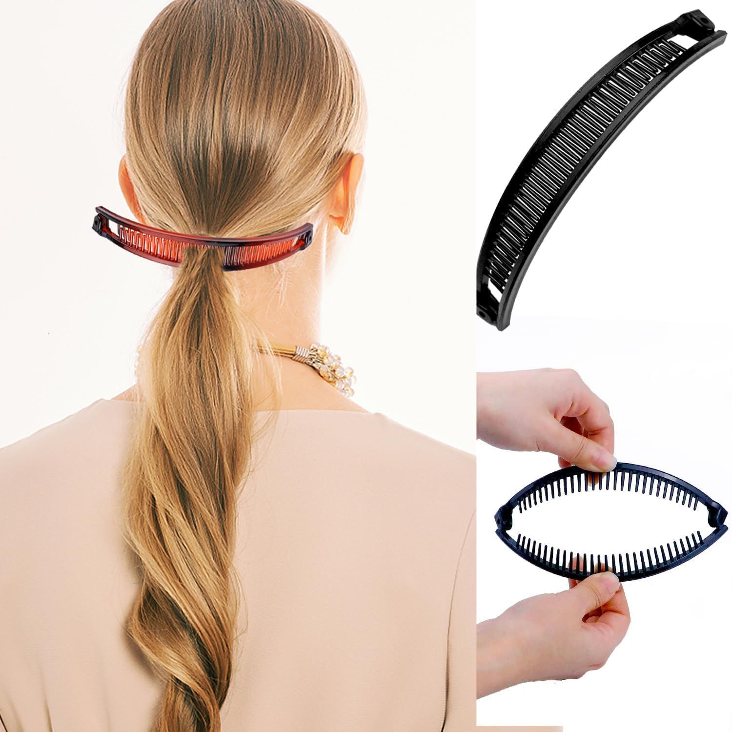 12 Pieces Banana Hair Clips Hair Comb Clips Classic Banana Clips, Ponytail Fishtail Fish Hair Holder for Women Girls Clamp Accessory