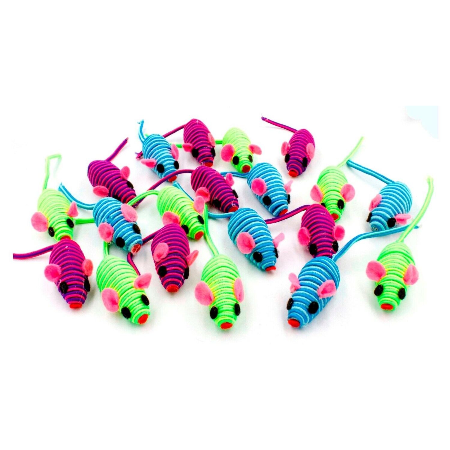 20 Hypno Colorful Mice Rattle Sound Interactive Catch Play Teaser Cat Toy Mouse