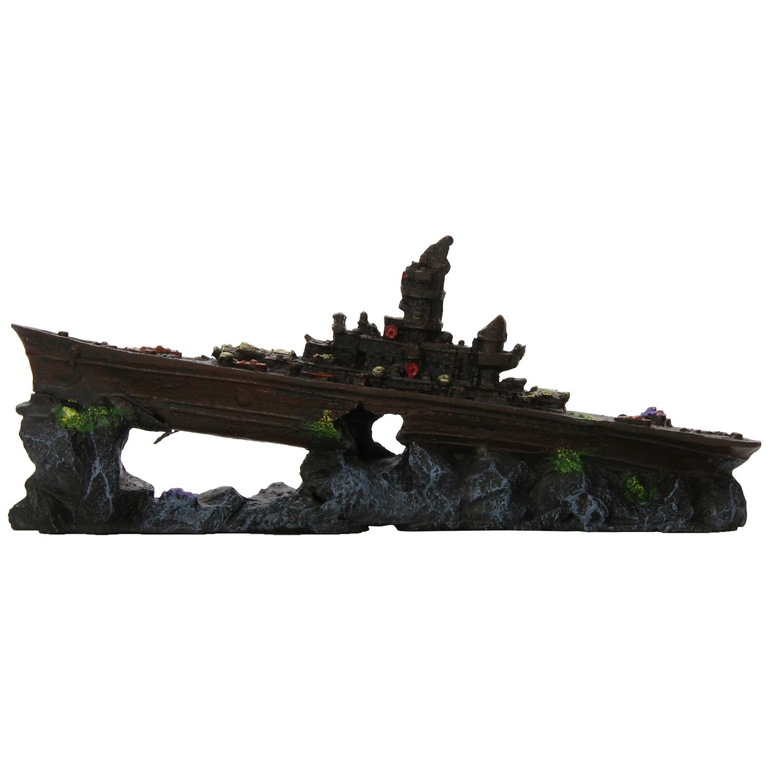 Penn-Plax Deco-Replicas Sunken Battleship Aquarium Decoration – Safe for Freshwater and Saltwater Fish Tanks – Small