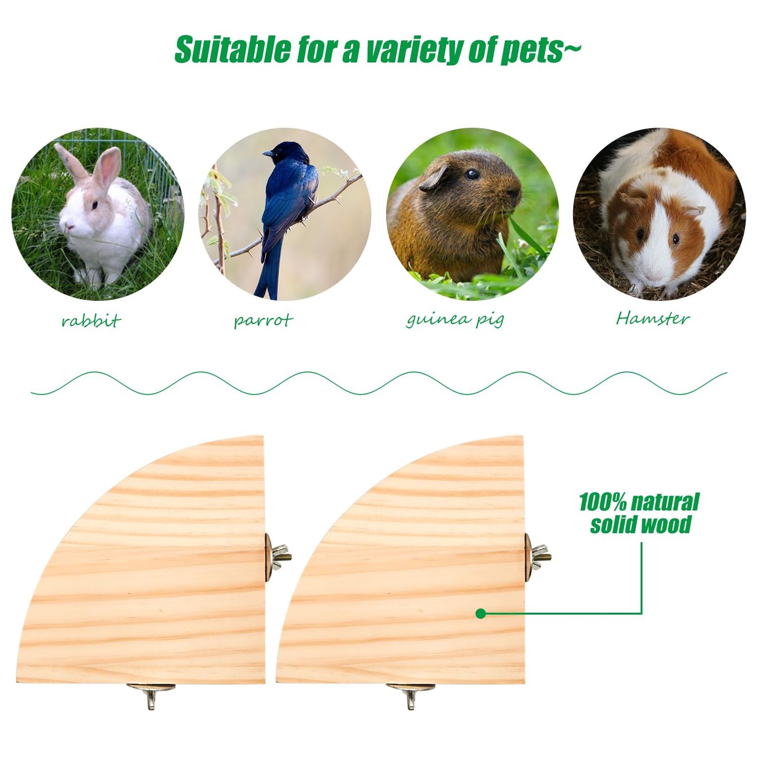 2 Pack Bird Perch Platform, Parrot Stand Sector Playground Wood Perch Stand Toy Cage Accessories Exercise Toy for Parakeet Conure Cockatiel Budgie Gerbil Rat Mouse Chinchilla Hamster(Set 3)