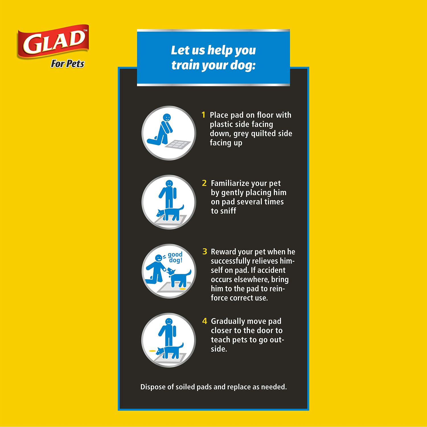Glad for Pets Black Charcoal Puppy Pads | Puppy Potty Training Pads That ABSORB & NEUTRALIZE Urine Instantly | New & Improved Quality Dog Training Pads, 30 count