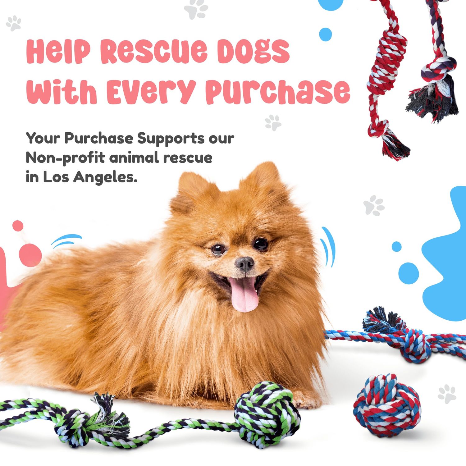 Pacific Pups Products Rope Dog Toys for Small Dogs and Medium Dogs - Benefits Non-Profit Dog Rescue - Dog Rope Toys for Small Dogs and Medium Breeds - Cotton Dog Toys Ropes for Medium Dogs Boredom
