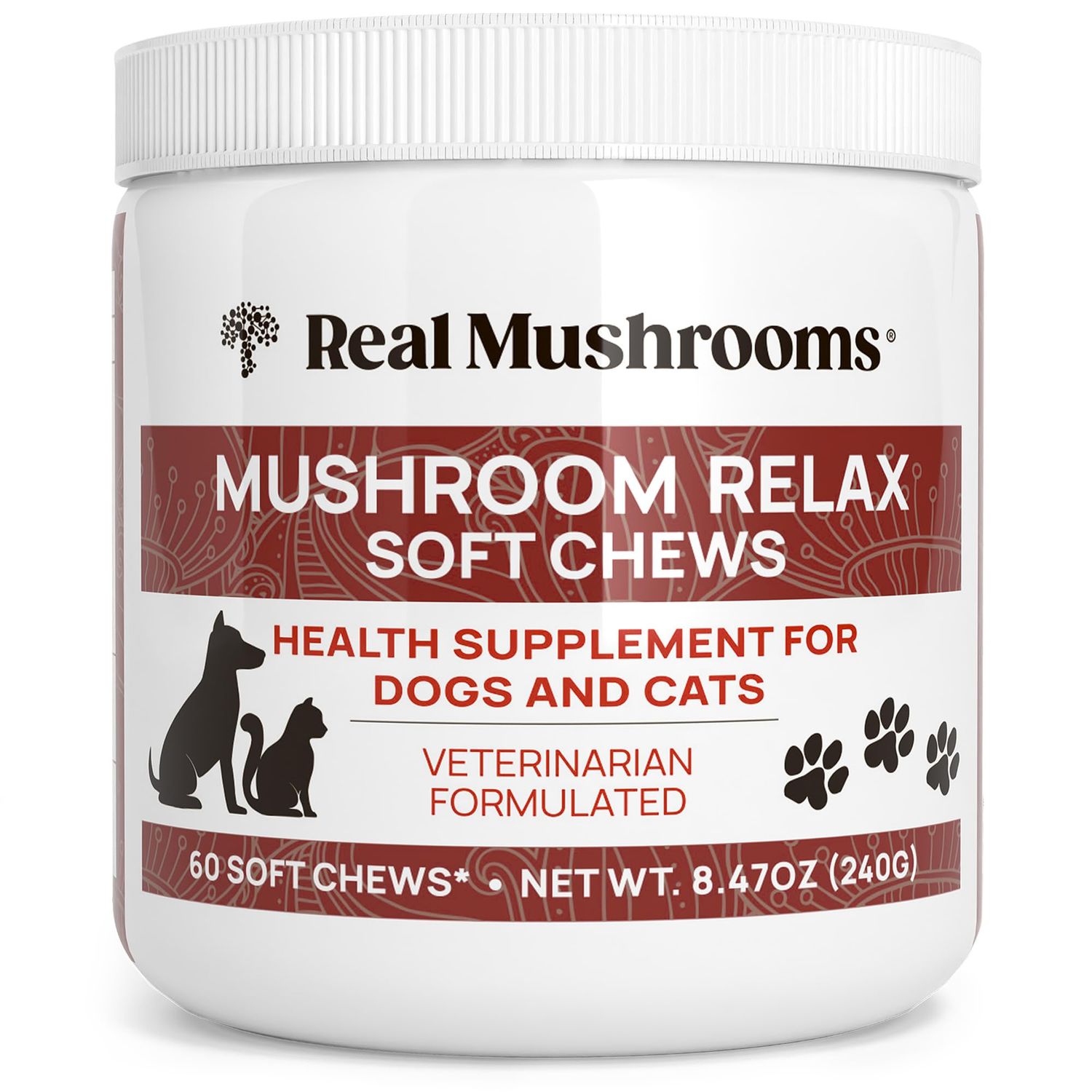 Real Mushrooms Calming Chews for Dogs - Cat Dog Treats w Reishi Lions Mane, Dogs, Relaxation, Bites Pet, 60ct