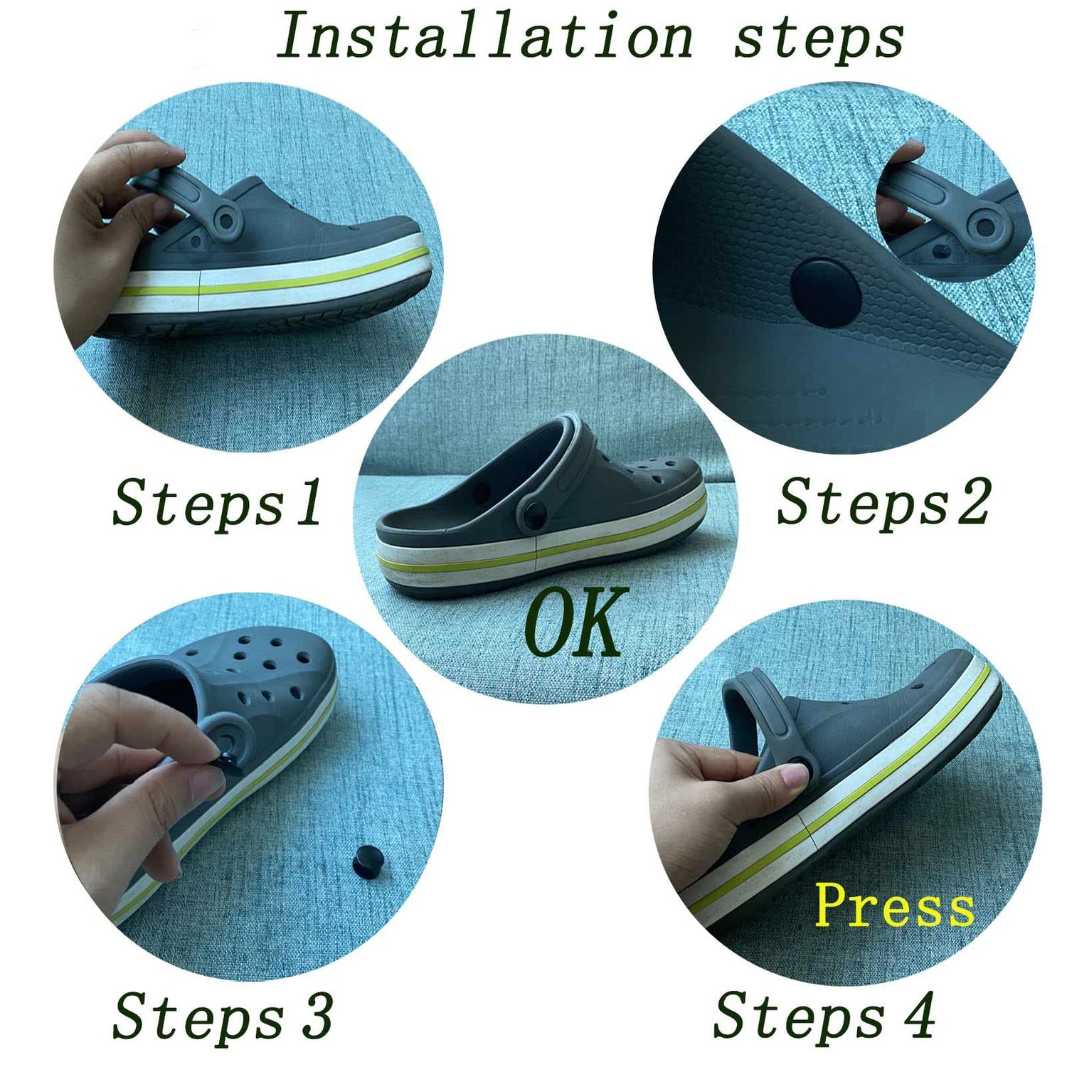 6 Sets Replacement Rivets Button Strap Compatible for Clog Beach Shoe Strap 16mm Size Rivets Repair