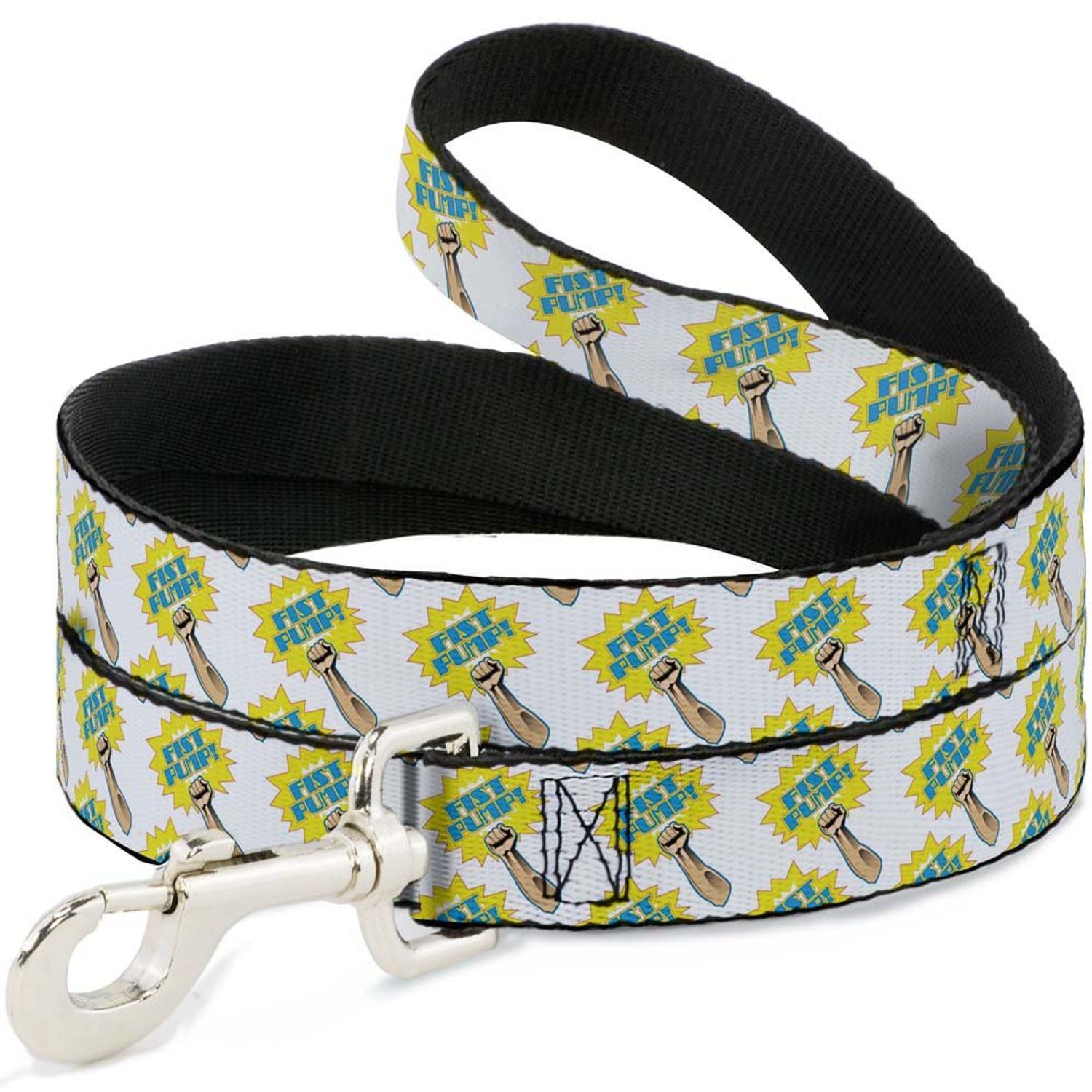 Dog Leash Fist Pump White Yellow 4 Feet Long 0.5 Inch Wide