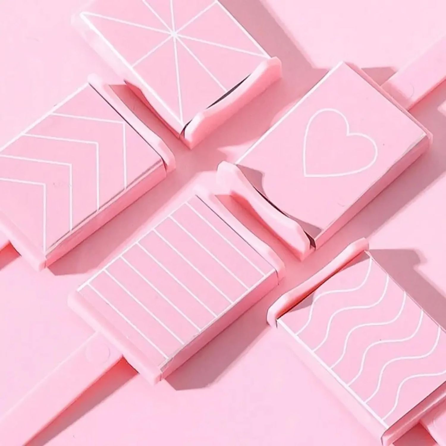 MOLILON 7Pcs Cat Eye Magnet for Nails, 5 in 1 Multi-function Nail Magnet, 5 Stripe Magnet Plates Nail Art Magnetic Cat Eye Gel Nail Polish Magnet Stick for Nail Salon or DIY Supplies - Pink Kit
