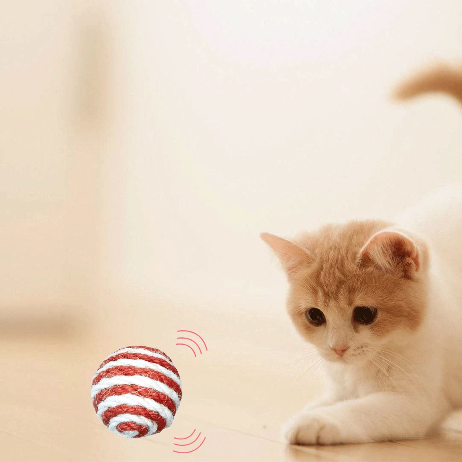 Qusmeiyici 6Pcs Cat Sisal Balls Toy, Best Cat Toys for Indoor Cats - Cat Nip Toys & Woven Wool String Rattle Ball Toy Set for Cats(Random Color)