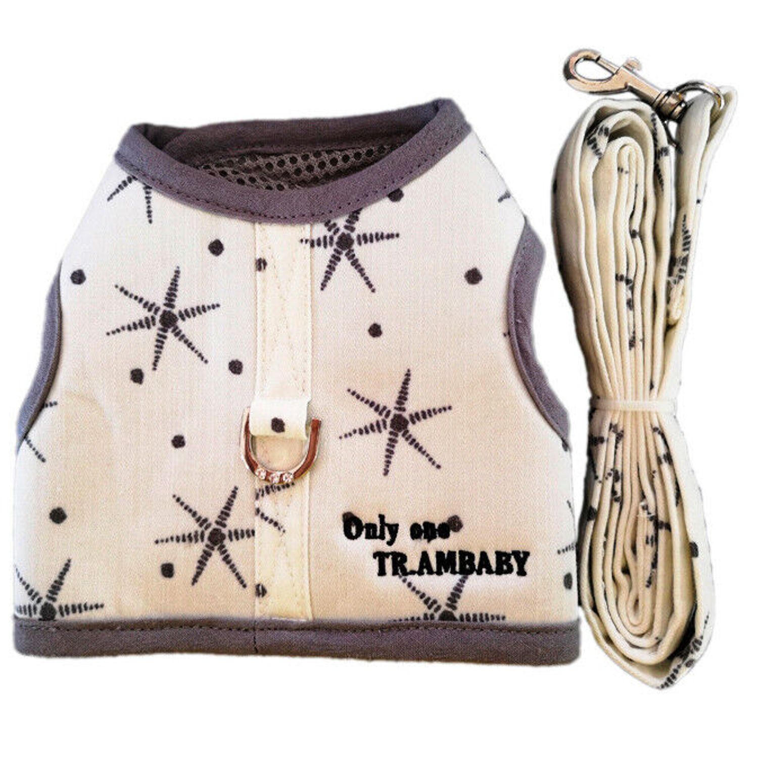 Ambaby 2pc-Set S/M/L Dog Harness Vest/Bandana/Leash Set Print For Pet Puppy Cat