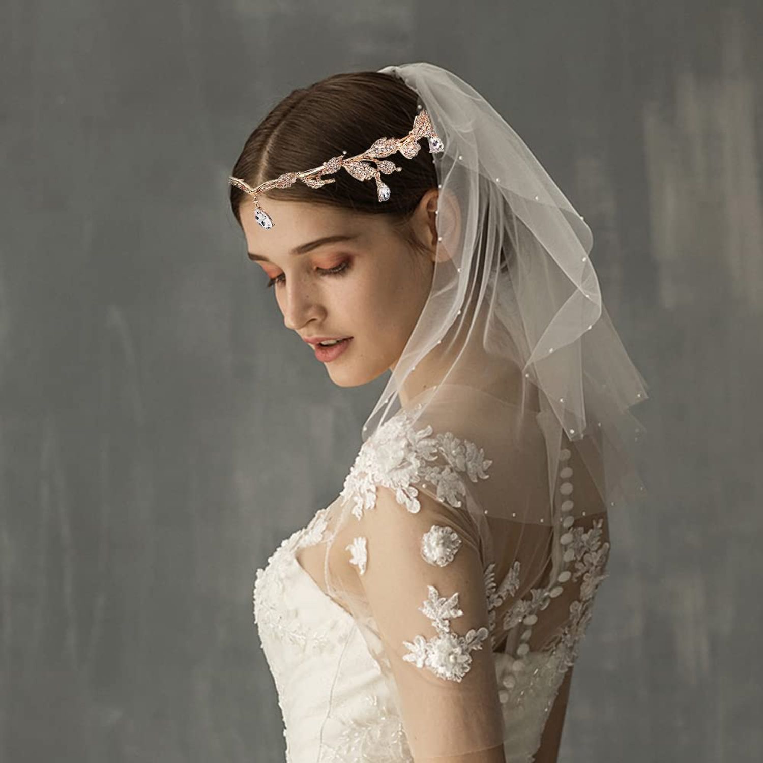 DonLeeving Elegant Rhinestone Leaf Wedding Tiaras and Crowns Crystal Pendent Tiara Headband for Bride Bridesmaid Birthday Crown Cosplay Accessories for Women