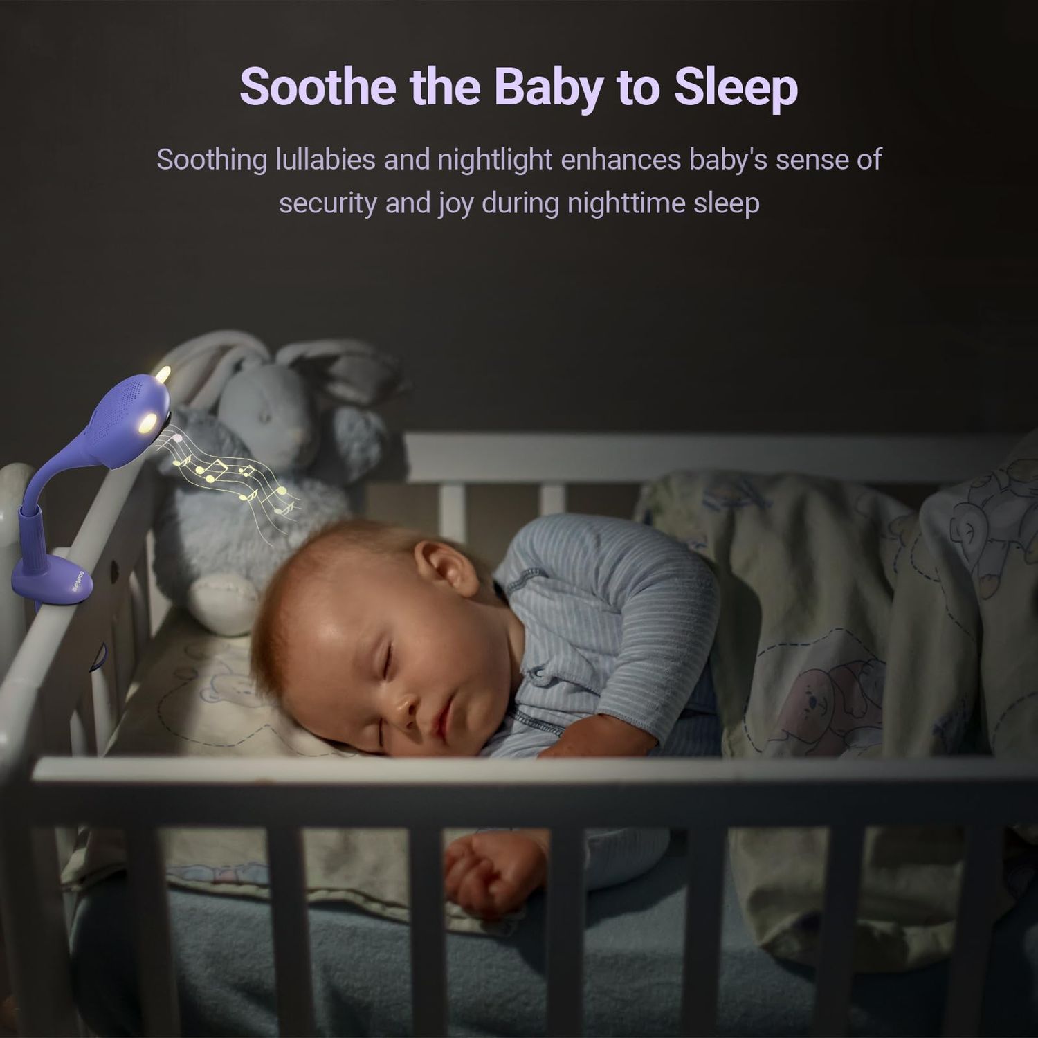 BOOPOO Smart Baby Monitor Contact-Free AI Solution for Breathing Tracker & Cry/Cross/Safe Zone Detection, 2K Viedo Camera HD Night Vision, 2-Way Audio, Soothing Sounds, No Monthly Fee(Crib Mount)