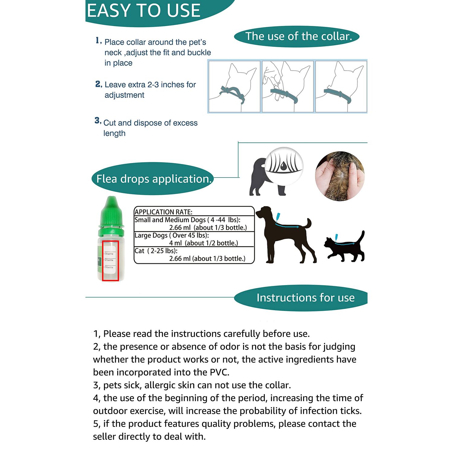 ShengKou Natural Flea Treatment for Cats (2-25 lbs) | 9-Month Supply with Comb, Tick Tool & Repellent Collar, Vet-Reviewed Formula
