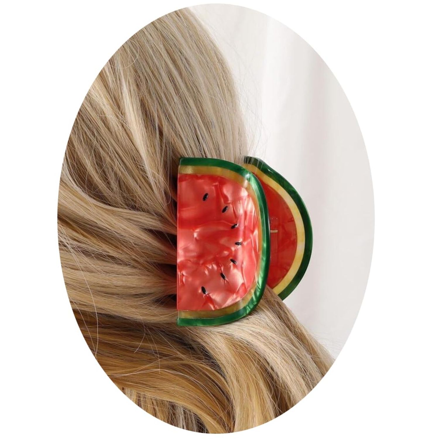 Fruit Watermelon Shaped Hair Claw Clip Fashion Summer Beach Medium Hair claw clips Strong Hold Hair Jaw Barrettes Hairpins Hair Ponytail Holder Decor Accessories for Women Girls Thin Thick Curly Fine