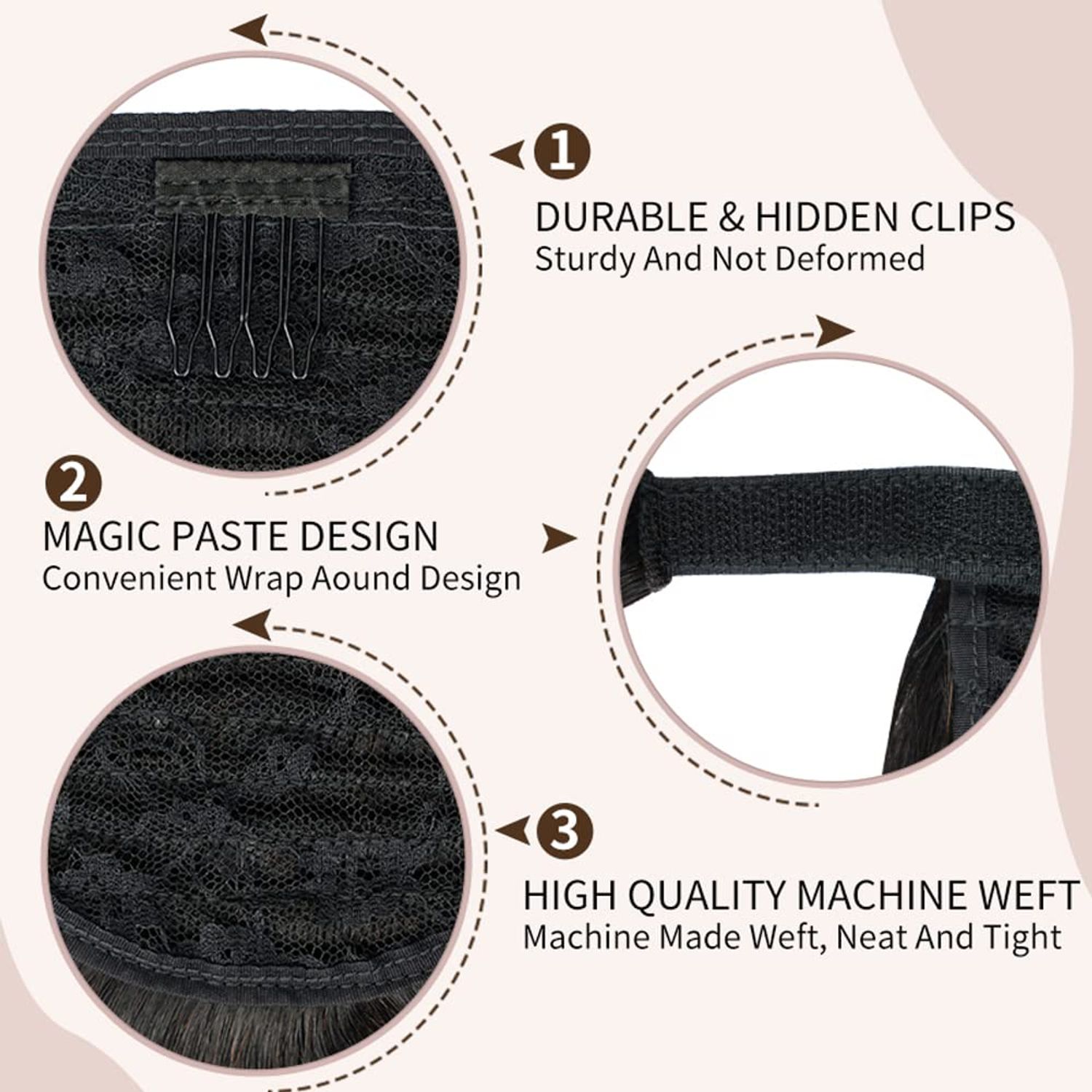 14 inch Ponytail Extension Human Hair 70g #1B Natural Black 100% Remy Human Hair Ponytail Long Straight Wrap Around Ponytail Human Hair Clip in Hair Extensions One Piece Hairpiece for Women