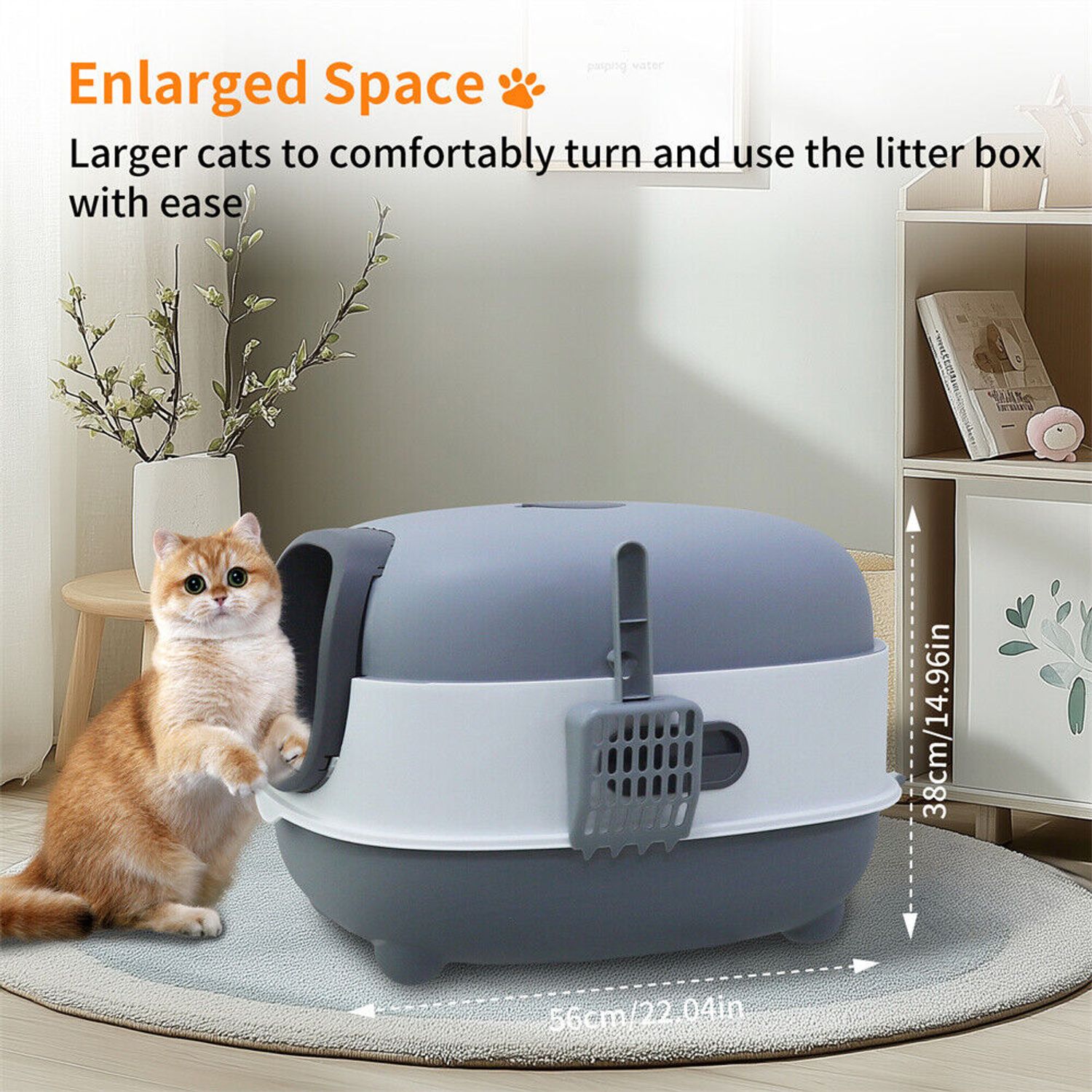 Extra Large Cat Litter Box Enclosed with Scoop Odor Defensive Hooded Litter Tray