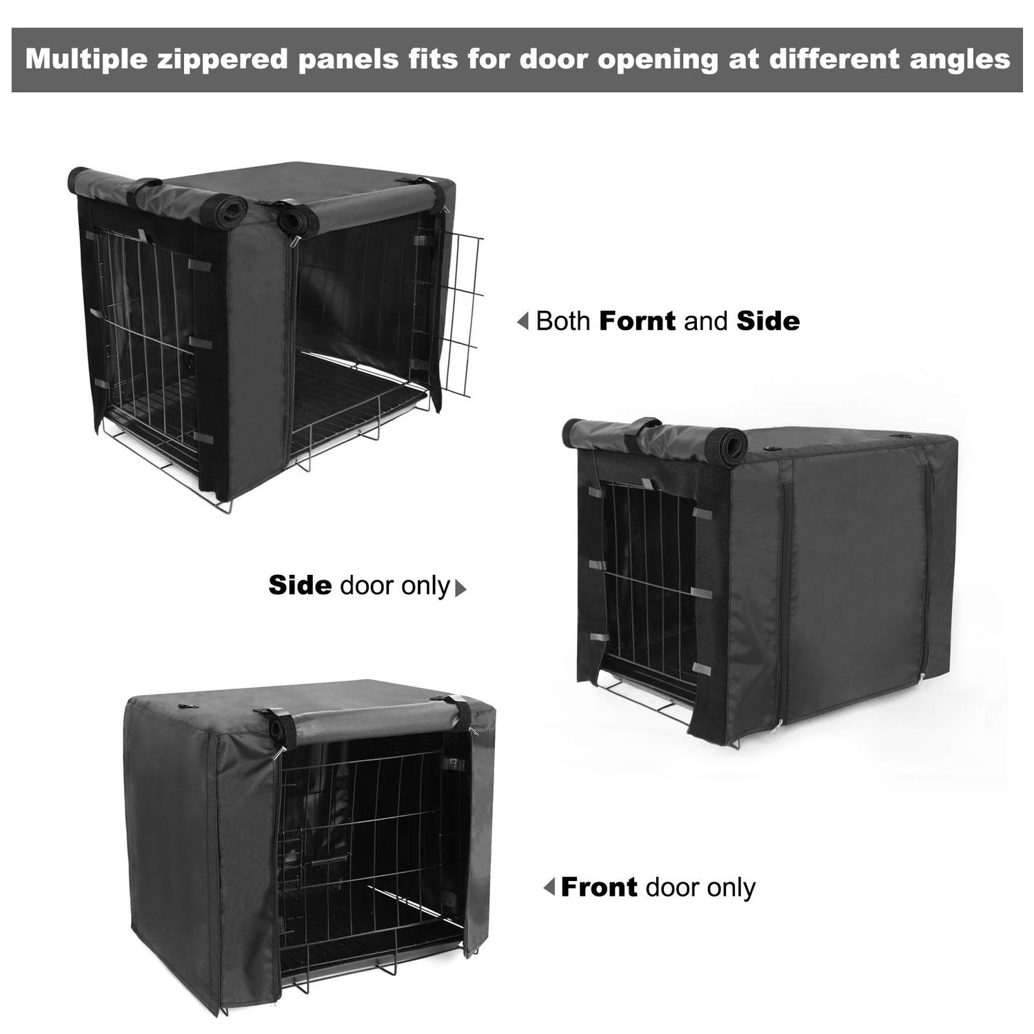 Durable Dog Crate Cover Double Door for Large pet Cover Kennel Covers Universal Fit for 36 inches Wire Dog Crate (36 Inch (36" L x 23" W x 25" H))-Black
