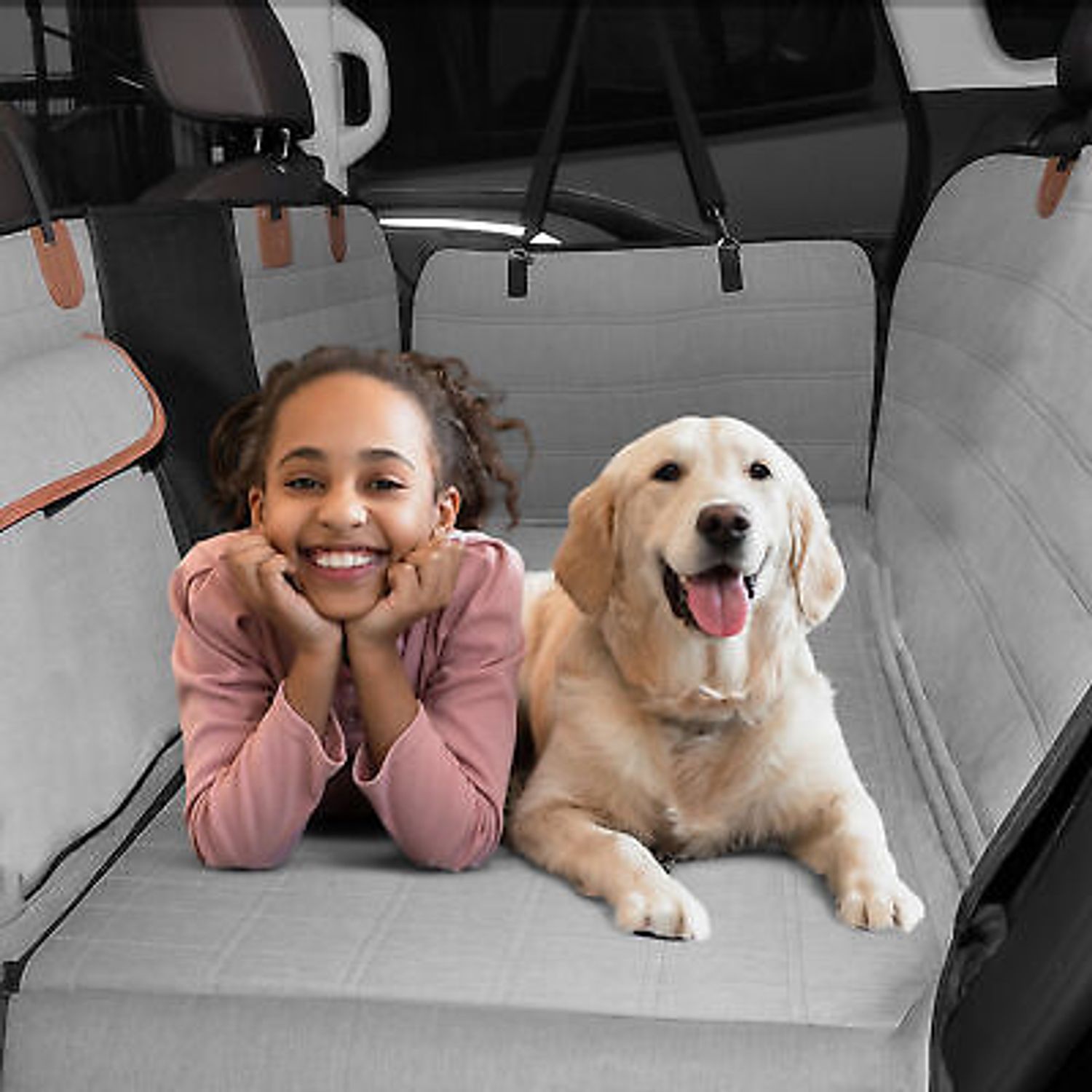 Dog Car Seat Cover for Back Seat Waterproof Pet Seat Protector Grey Black
