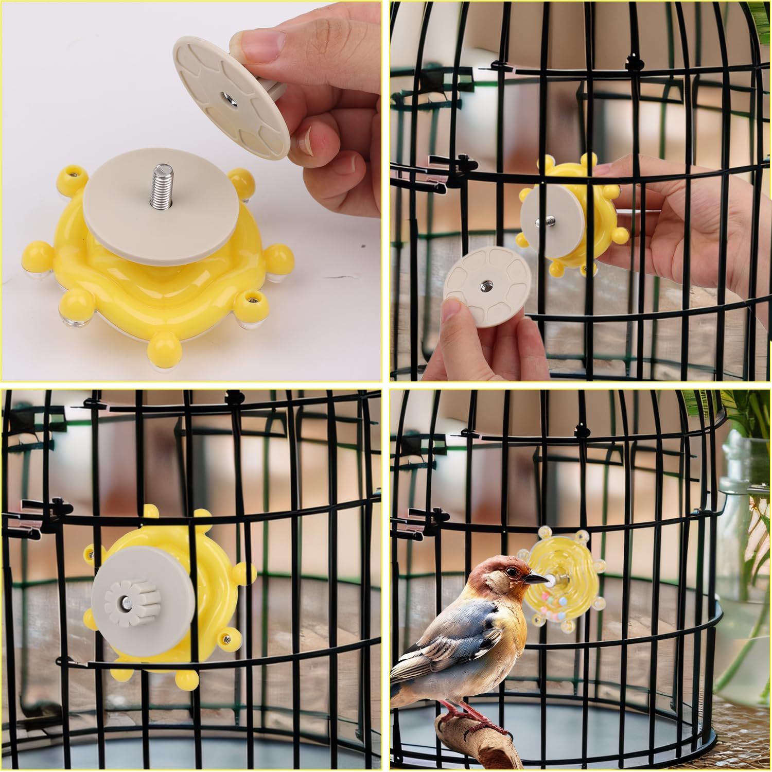 PEUTIER Parrot Spinner Toy, Parakeet Toy Wheel Bird Toys Interactive Spinning Rattle Parrot Toys Cockatiel Toys for Bird Cage for Entertainment Chewing Exercise