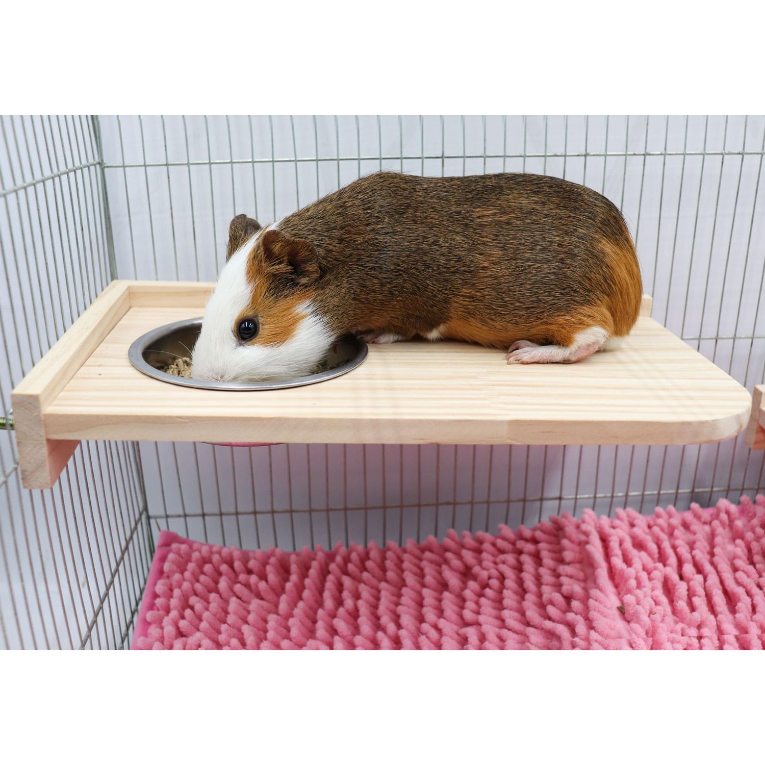 Guinea Pig Platform Set with Feeding Bowl, 3 Pack Wooden Hamster Cage Platform, Small Animals Perch Stand Board, Cage Accessories for Hamster Rats Squirrel Gerbil Birds Parrots Parakeets Guinea Pig
