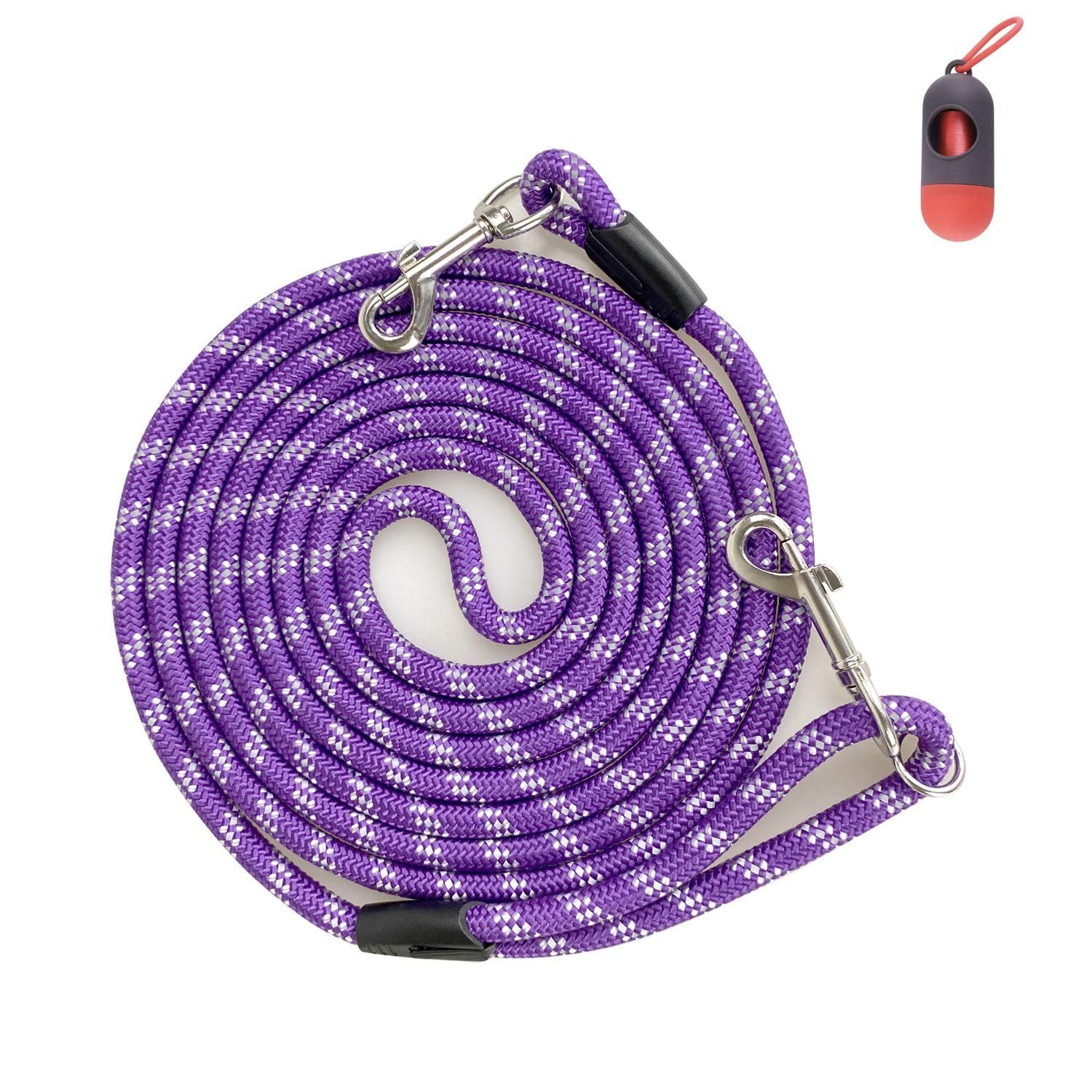 Codepets Long Rope Dog Leash for Dog Training 12FT 20FT 30FT 50FT, Reflective Threads Dog Leashes Tie-Out Check Cord Recall Training Agility Lead for Large Medium Small Dogs Purple