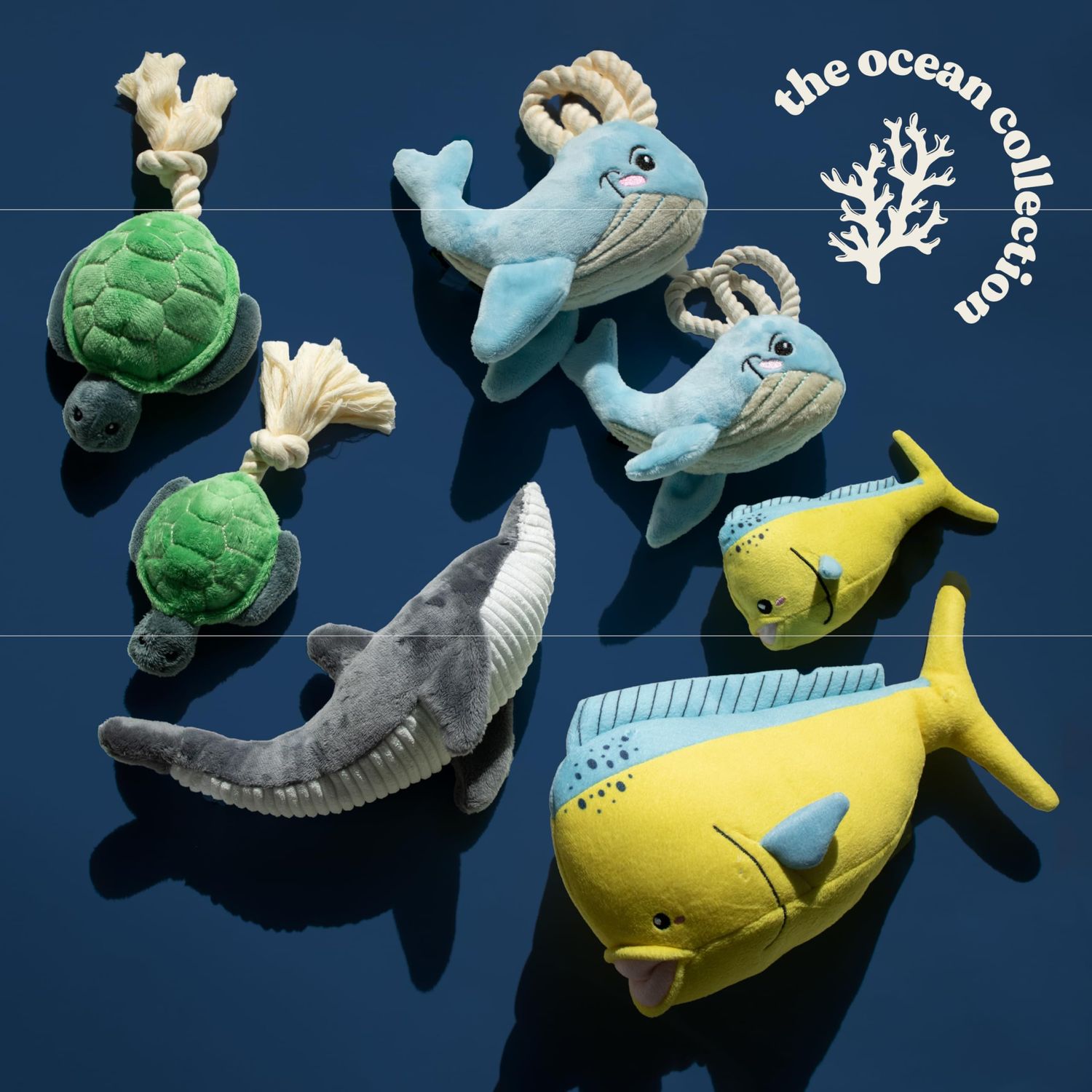 GRRREEN Ocean Collection Dog Toys | Medium Sized Destiny The Dolphin | Cute, Durable, & Sustainable Plush Chew Toys for Dogs | Made from Eco Friendly & Recycled Materials | Go Green!
