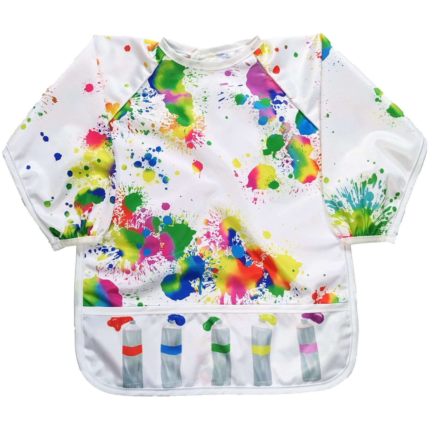 Madrona Brands Toddler Art Smock & Baby Bib Fits Kids 1-3 Years | Full Sleeve Waterproof Crafts Cover, Paint Apron