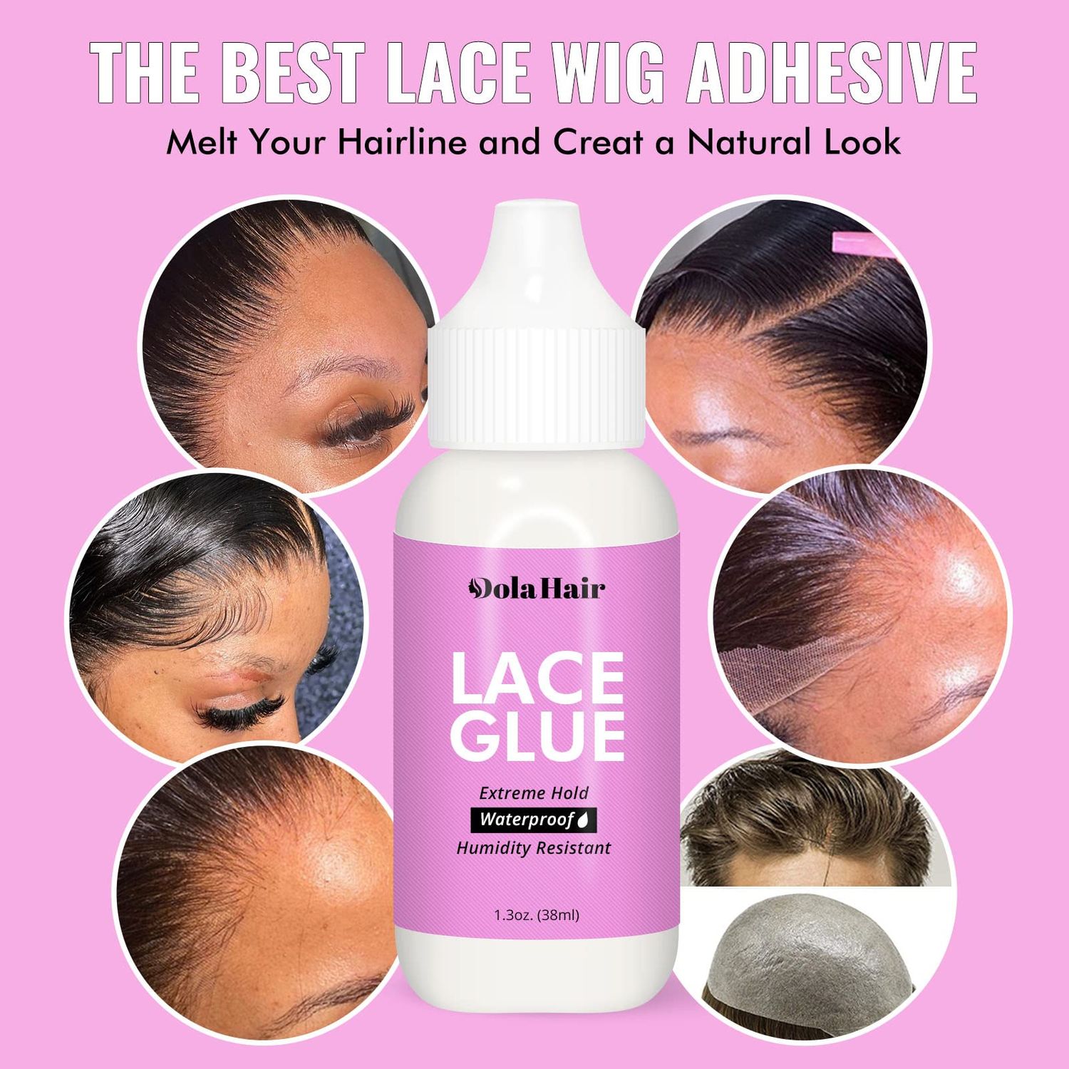 Dolahair Lace Glue for Wigs, Wig Glue for Front Lace Wig Waterproof Super Hold Hair Glue for Weave, Invisible Hair Bonding Glue Extreme Hold for Hair Systems