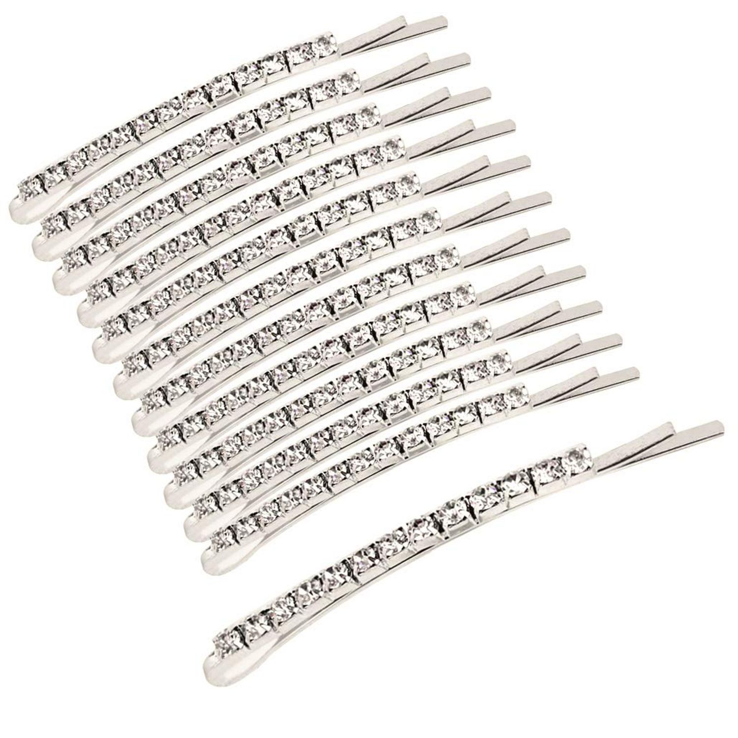 12 Pieces Rhinestone Bobby Pins, Silver Metal Hair Clips Diamond Bobby Pins Crystal Hair Pin for Prom Bridal Wedding Hair Accessories Gift Stocking Stuffers for Women Girls