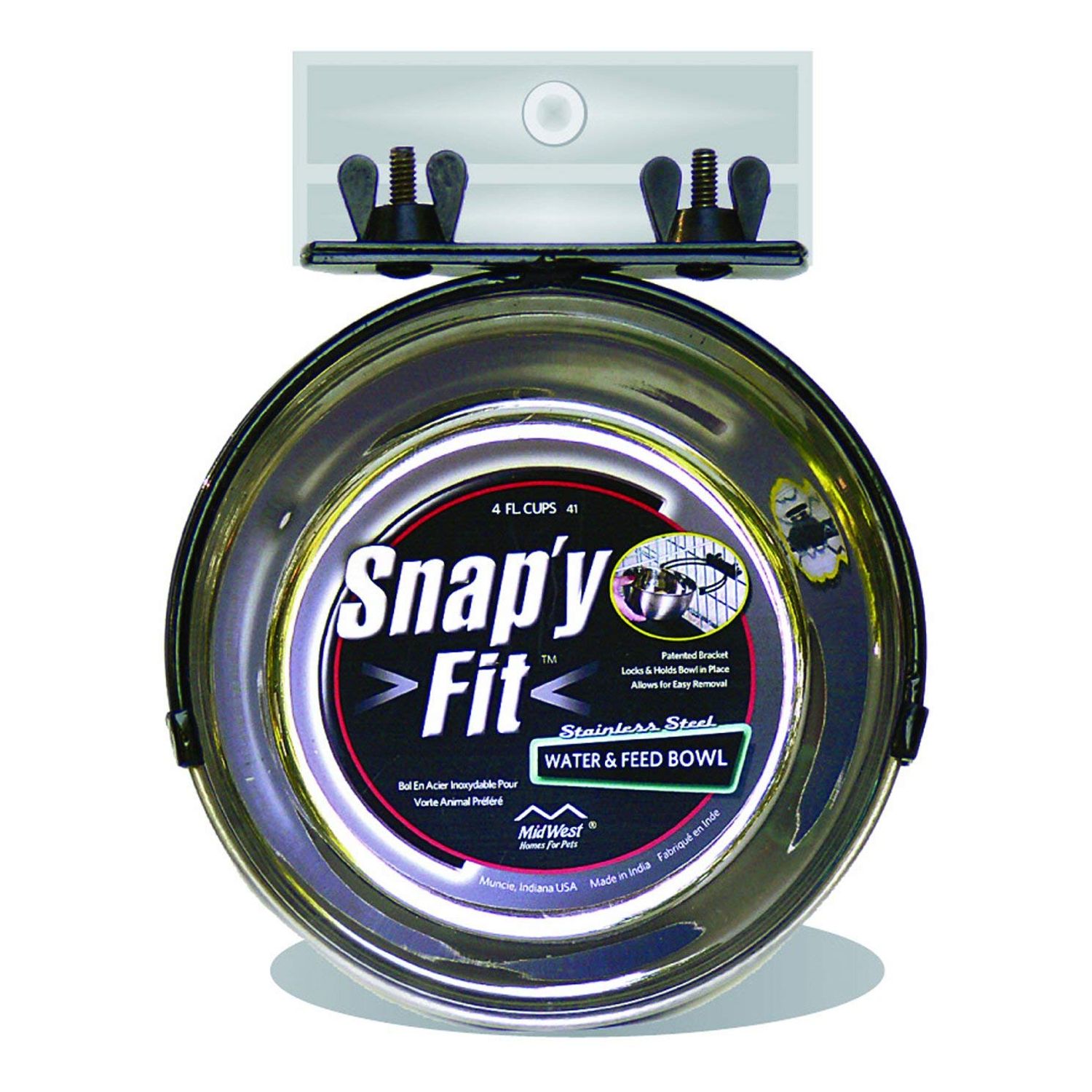 MidWest Homes for Pets Snap'y Fit Stainless Steel Food Bowl / Pet Bowl, 1 qt. for Dogs & Cats, Silver