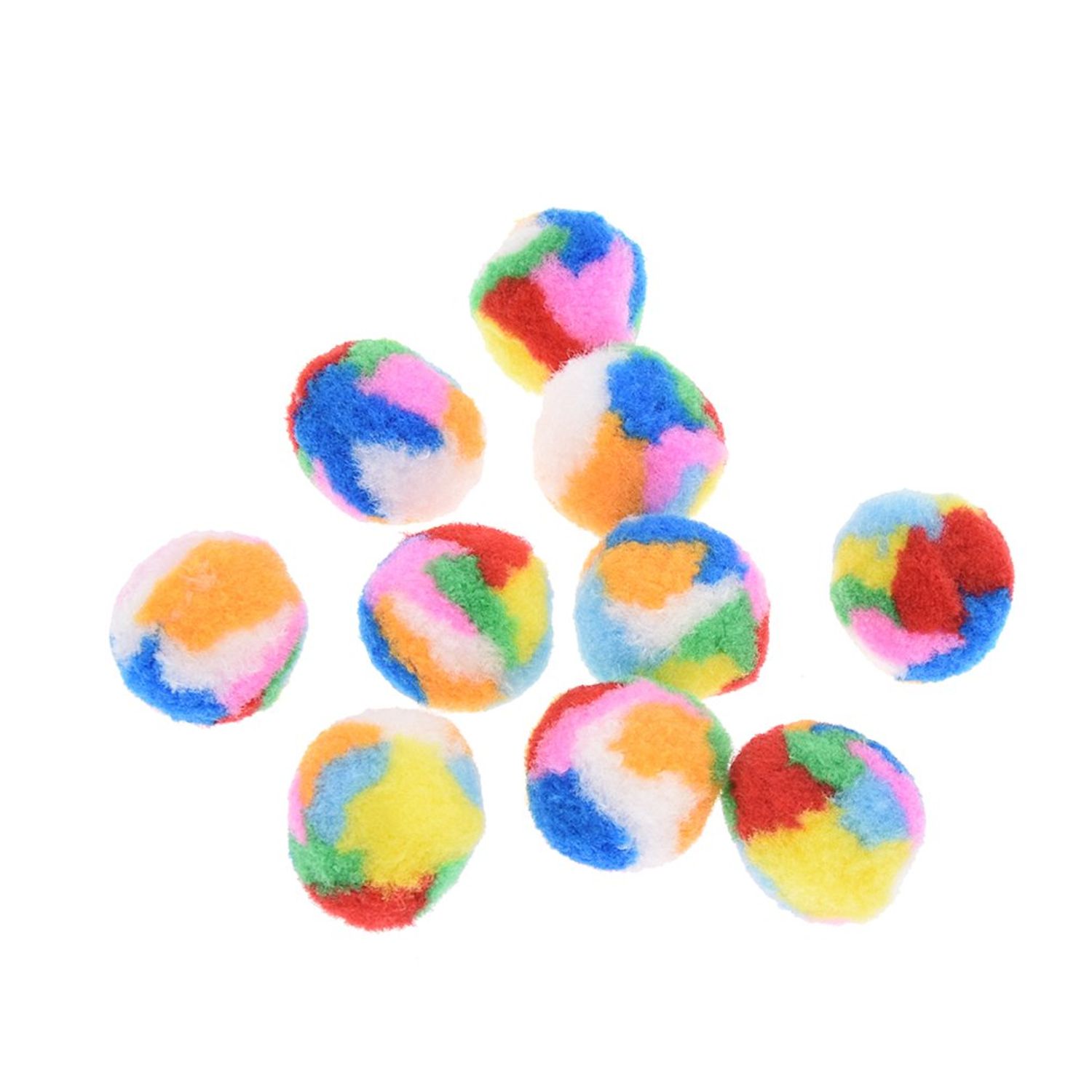 Towashine 10Pcs Small Assorted Color Kitty Yarn Puffs Cat Toys Cat Chase Balls 1.37" Diameter