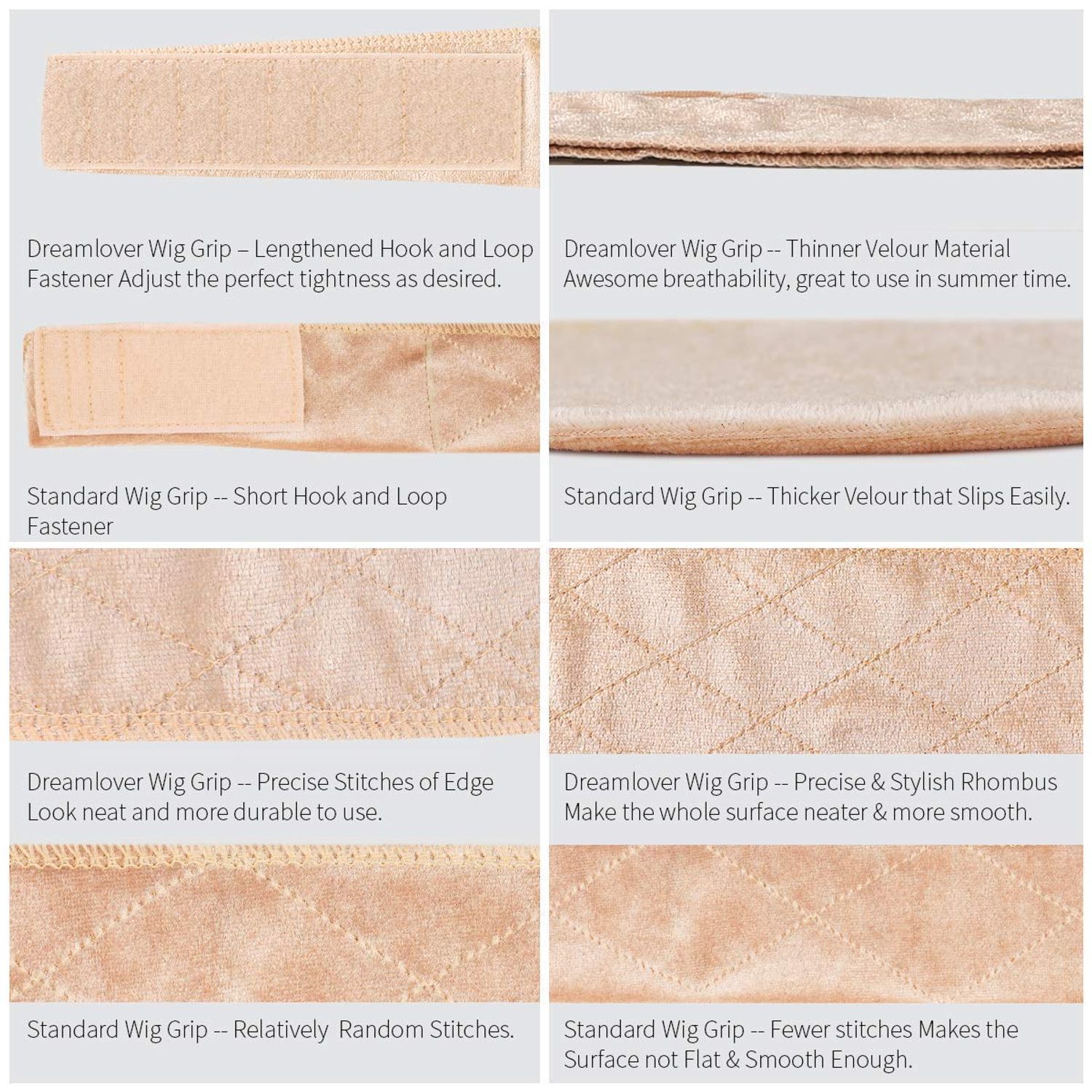 Dreamlover Wig Grip Band, Wig Grip Headband for Women, Wig Grips for Keeping Wigs in Place, Nude, 2 Pieces