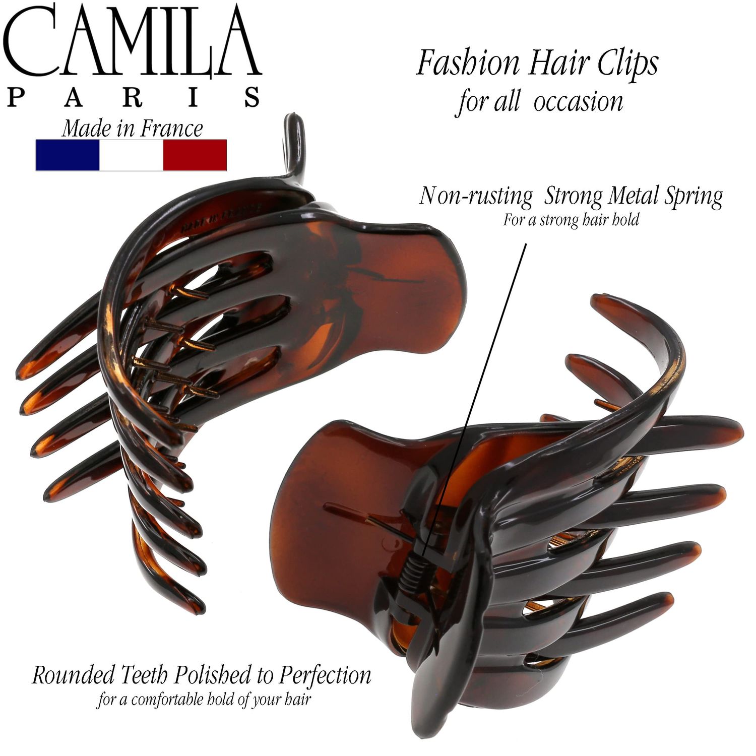 Camila Paris MP422 French Hair Clip for Women, Hair Side Clips, 2.5 Inch Girls Hair Claw Clips Jaw Fashion Durable Styling Hair Accessories for Women, Strong Hold No Slip Grip, Made in France