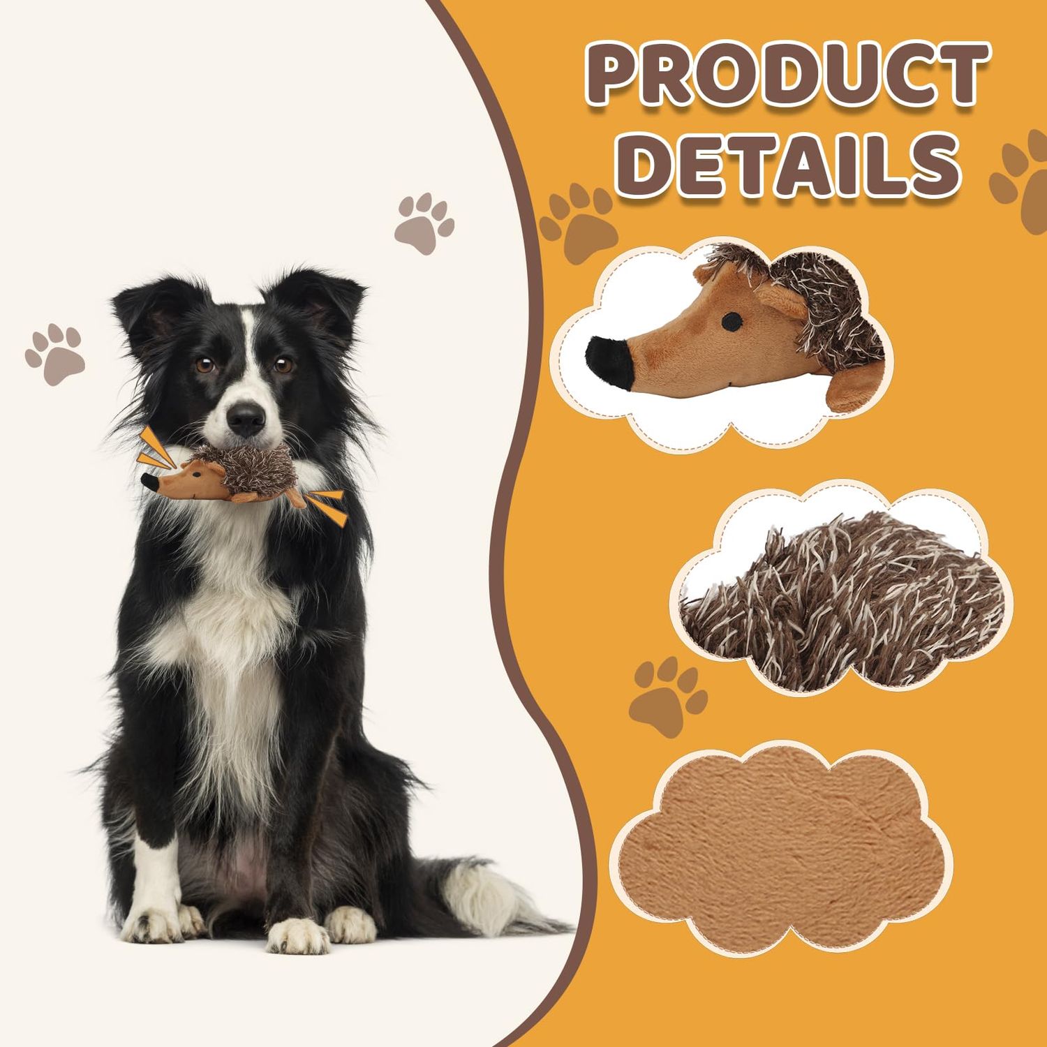 Pilipane Plush Dog Toy, Hedgehog Dog Squeaky Toy, Soft Animal Plush Dog Toothbrush Chew Toy, Interactive Squeaky Hide and Seek Plush Dog Toy,Stuffed Biting Training Playing Toys for Pet Puppy Chewers