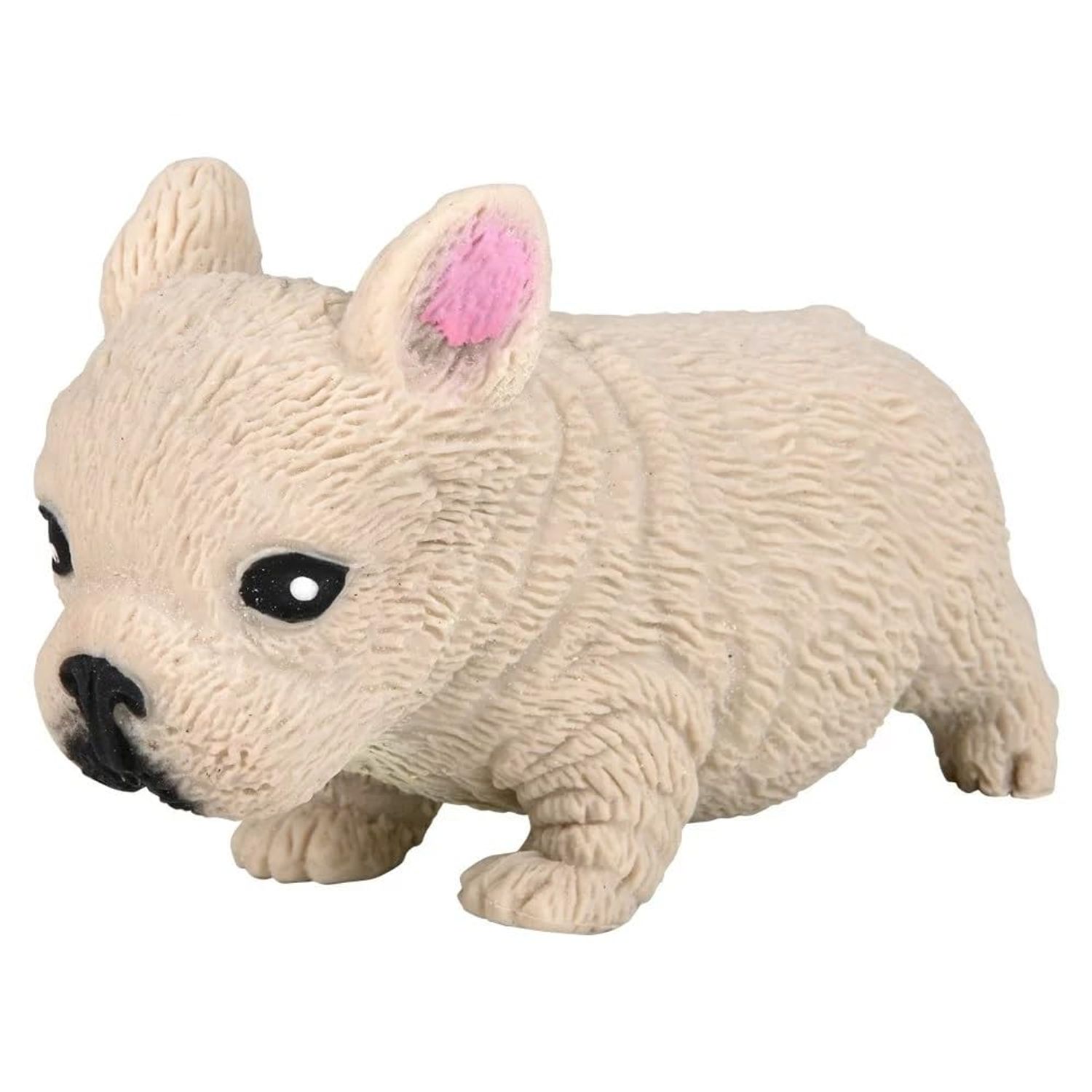 Squishy Stretchy Bulldog (2.5" to 6.5") Rubber Fidget Sensory Toy Filled with Sand. Great Stress Relief Dog Toy for Kids, Adults and Pets. (2 Bulldogs - Tan & Brown Color)