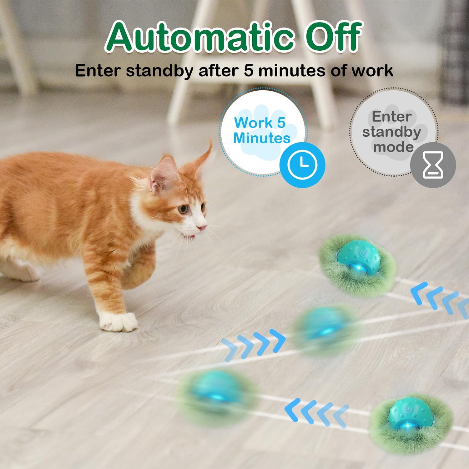 Saolife Interactive Cat Toys Ball for Indoor Cats Fast Rolling in Tunnel, Motion Activate Cat Toy with Chirping, Hide and Seek Mouse Catching Toy (Green)