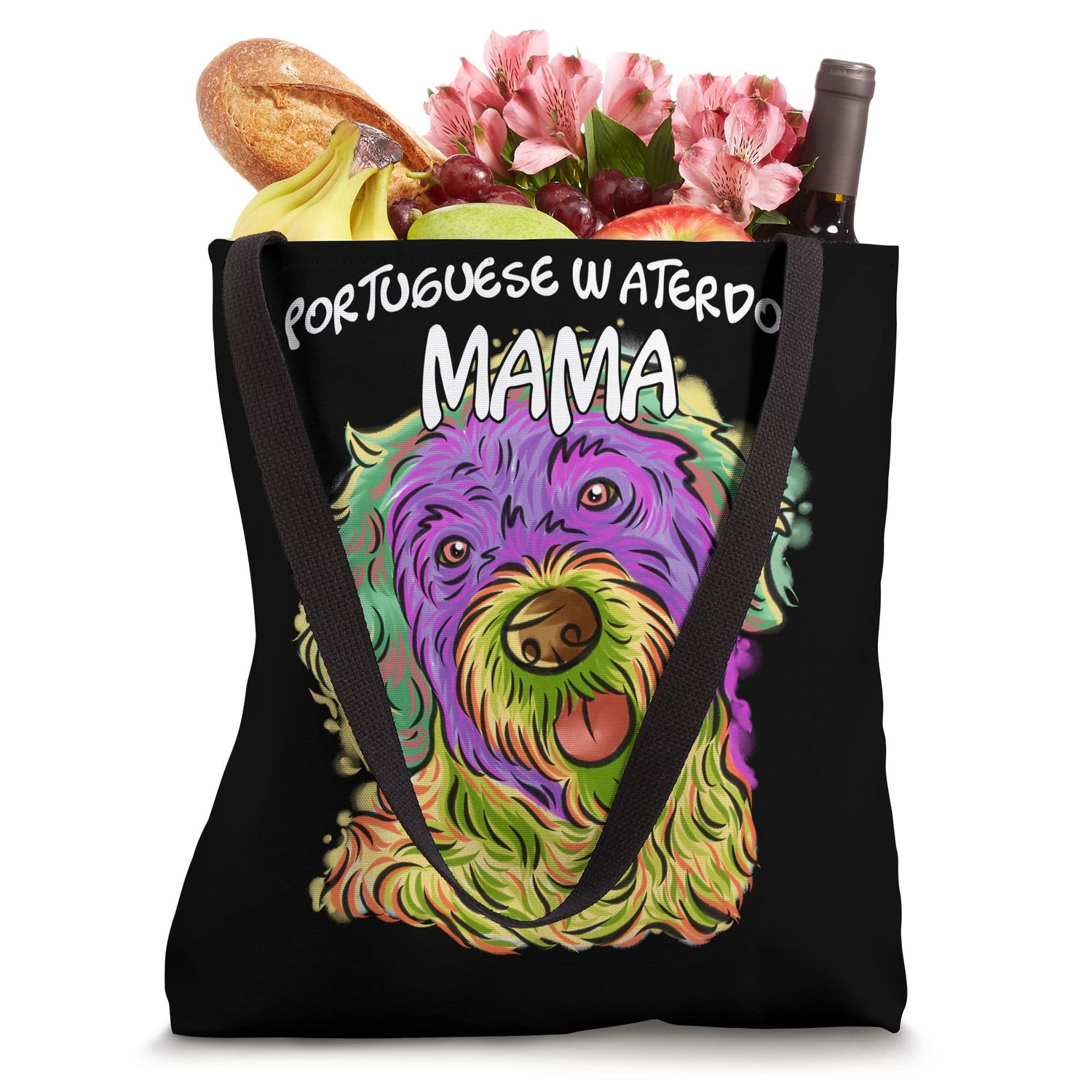 Colorful Pop Art Portrait Portuguese Water Dog Mom Mama Tote Bag